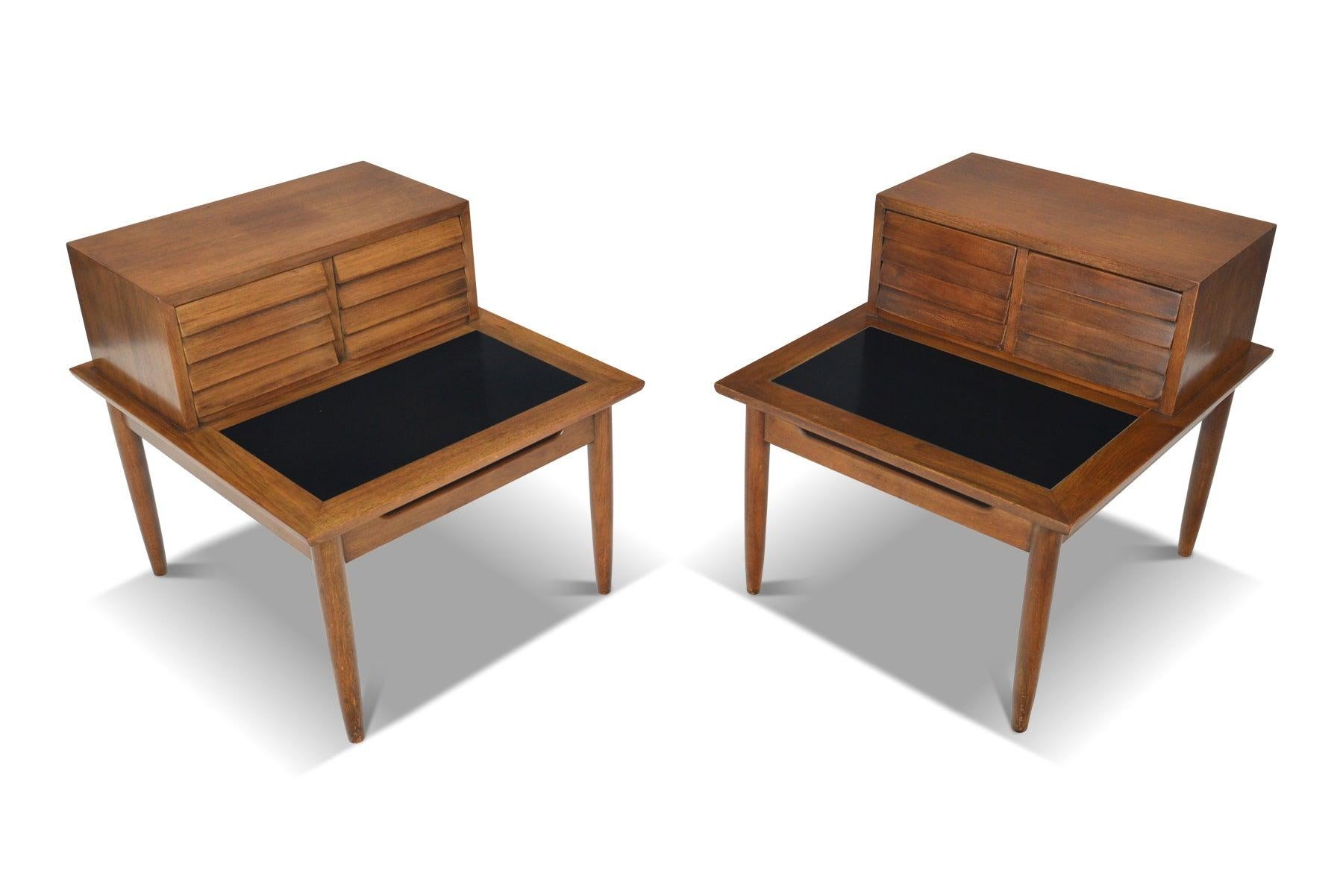 Pair of Dania Range Walnut Side Tables by Merton Gershun 1