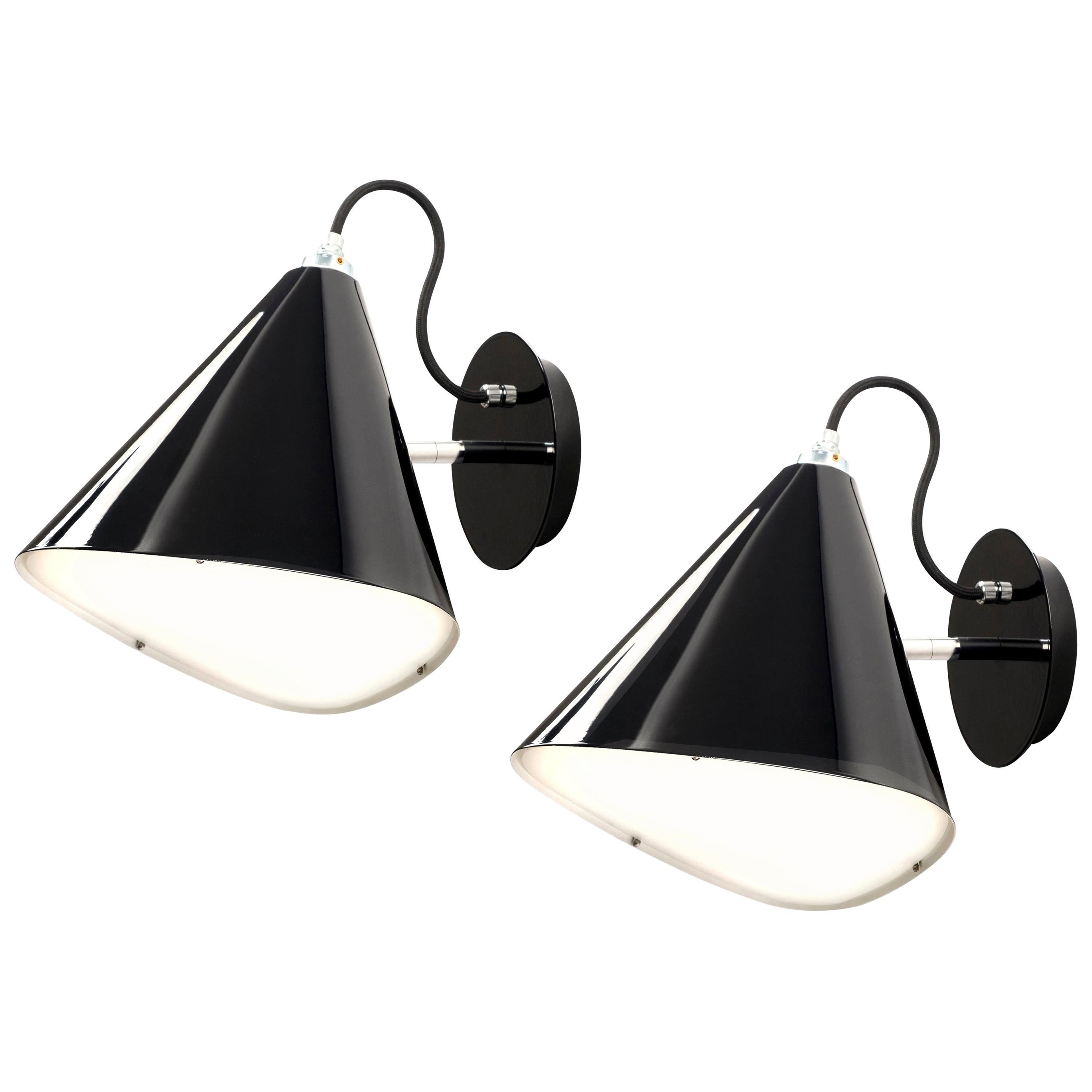 Pair of 'Emily Wall' Lights in Ultra Glossy Black for Moss Objects