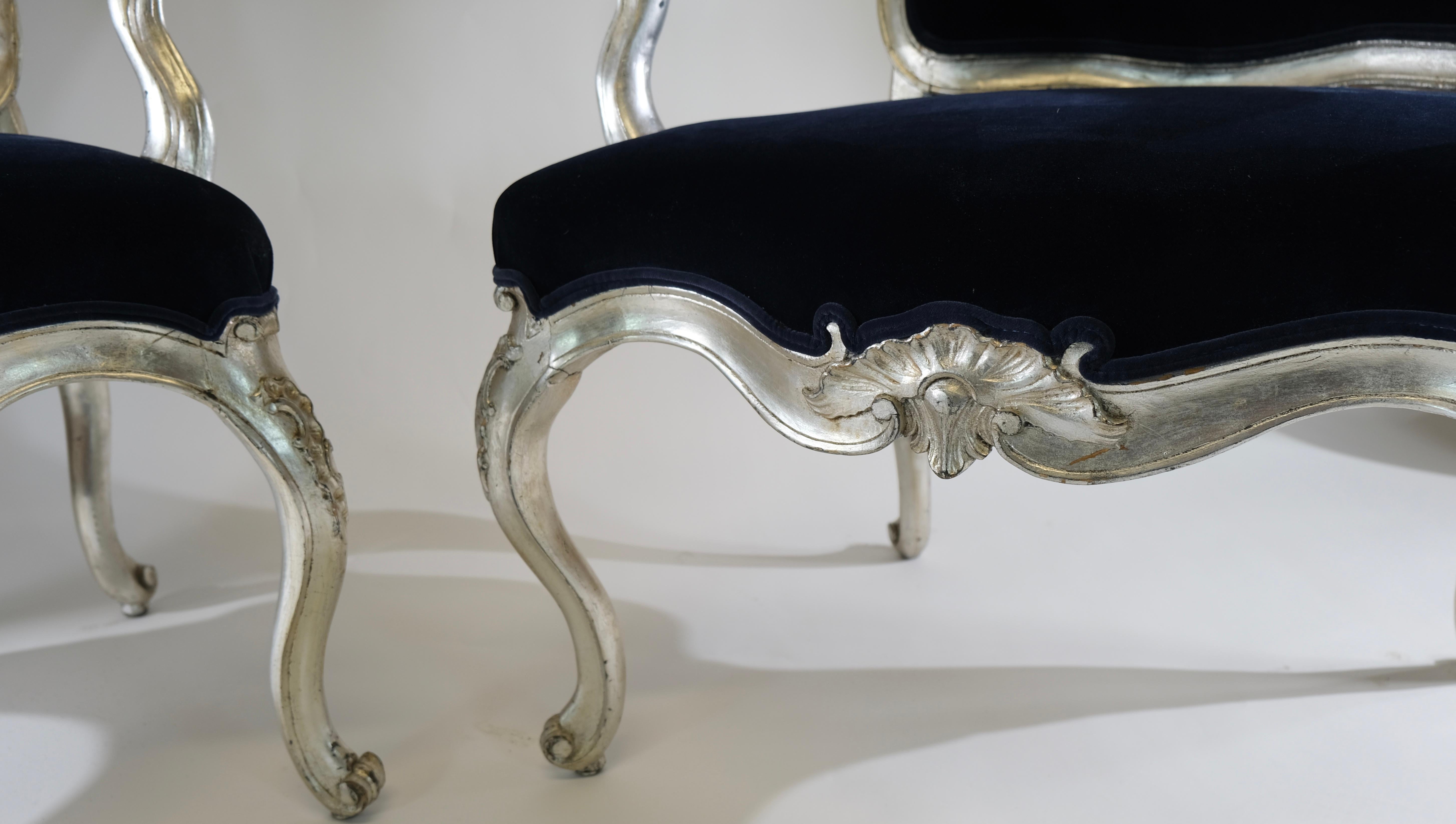 German Pair of large North European 18th Century Rococo Armchairs, Mid 18th c. For Sale