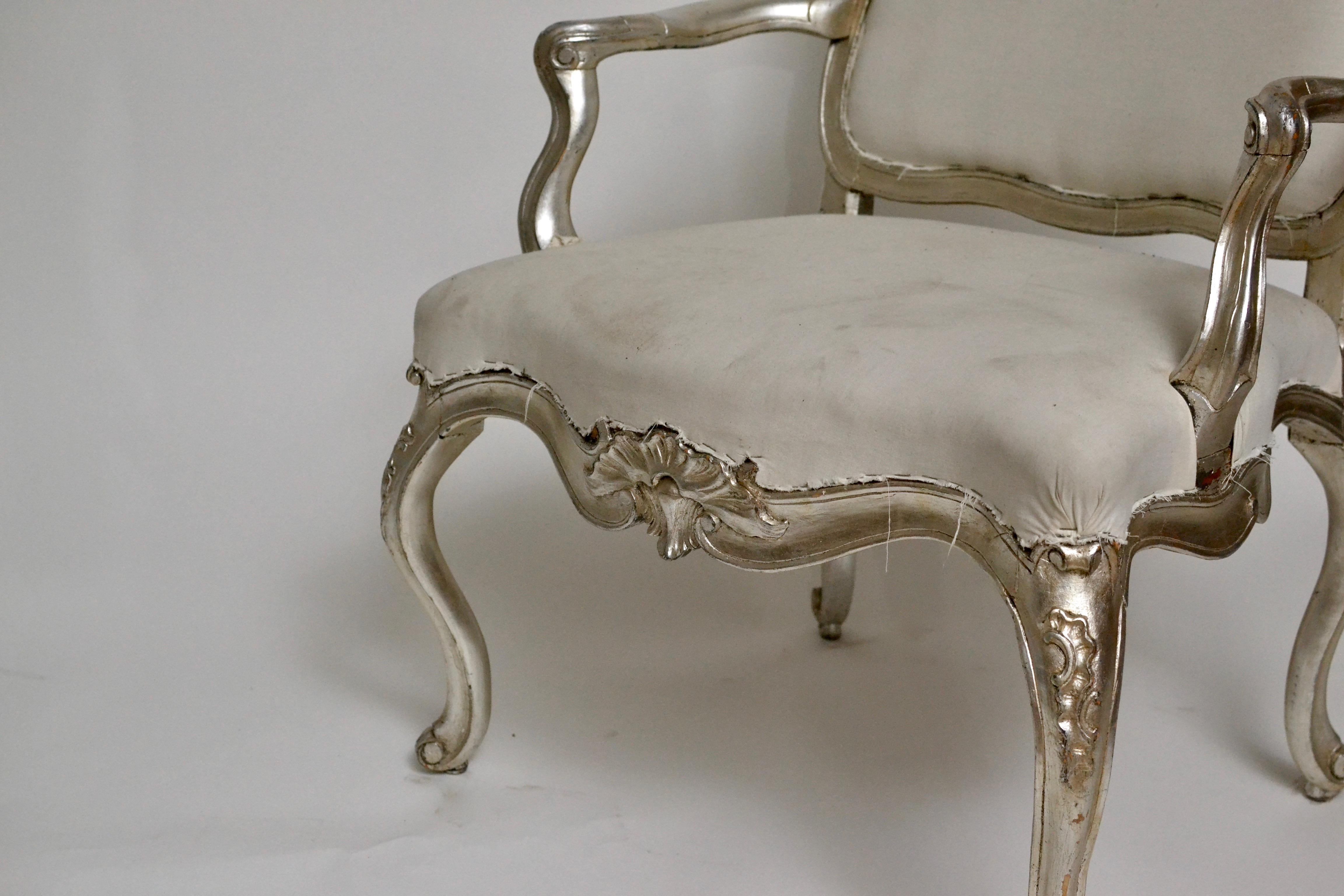 Pair of large North European 18th Century Rococo Armchairs, Mid 18th c. For Sale 4