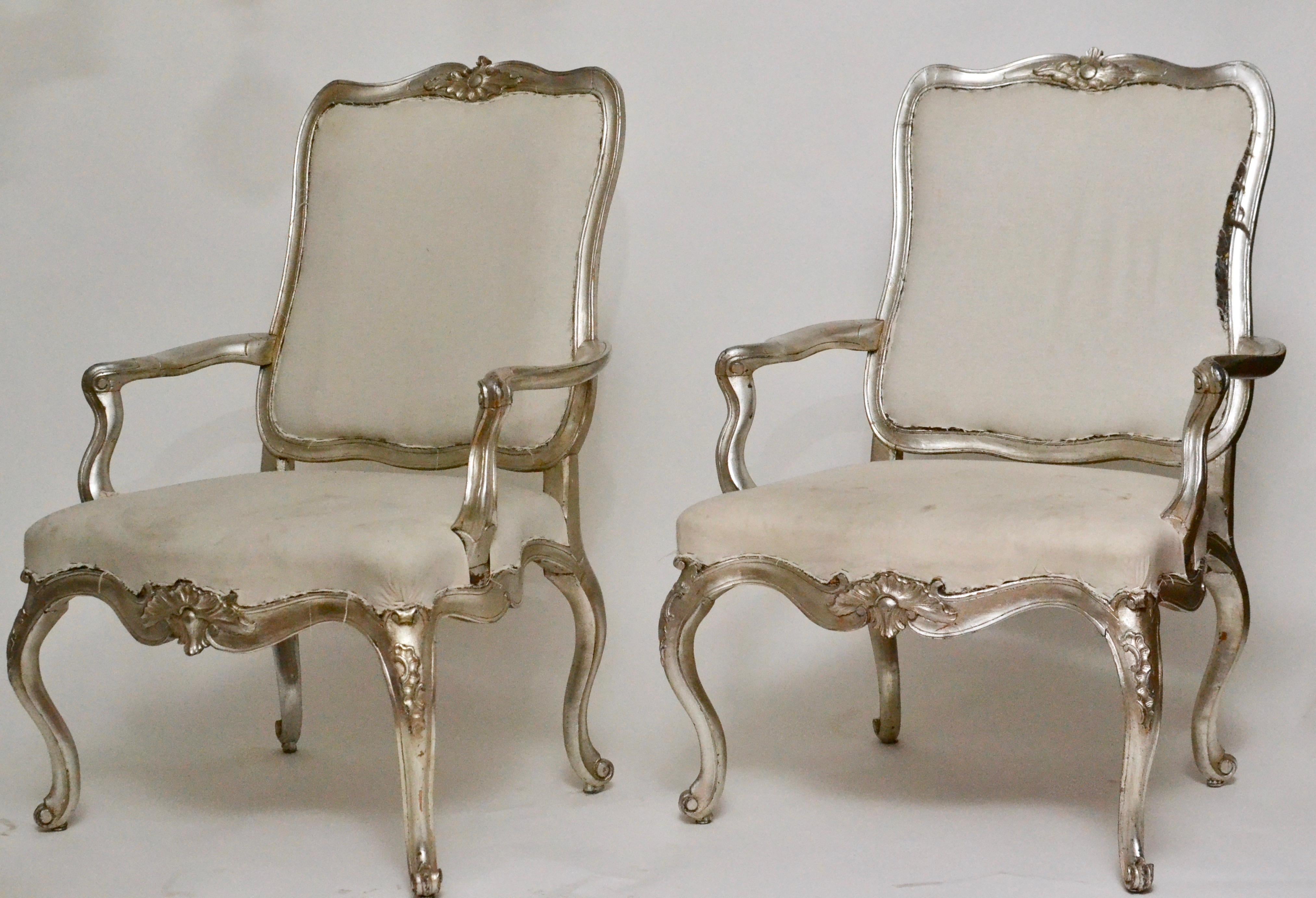 Pair of large North European 18th Century Rococo Armchairs, Mid 18th c. For Sale 5