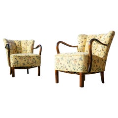 Pair of Danish 1940s Alfred Christensen Low Back Easy Chairs with Open Armrests