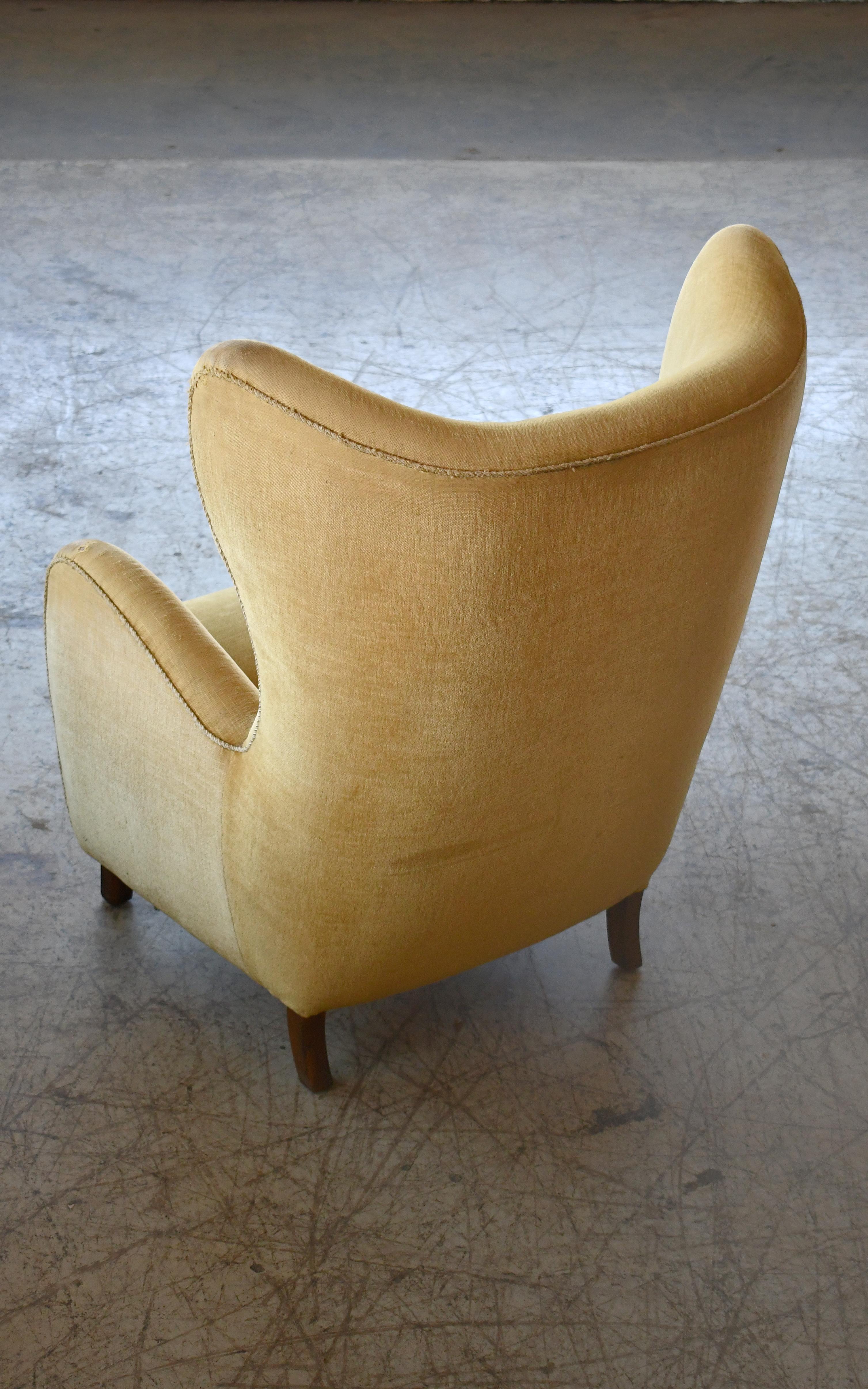 Mid-20th Century Pair of Danish 1940s High Back Lounge Chairs Attributed to Flemming Lassen