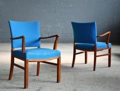 Pair of Danish 1940s Mahogany Side or Desk Chairs with Open Armrests (v)