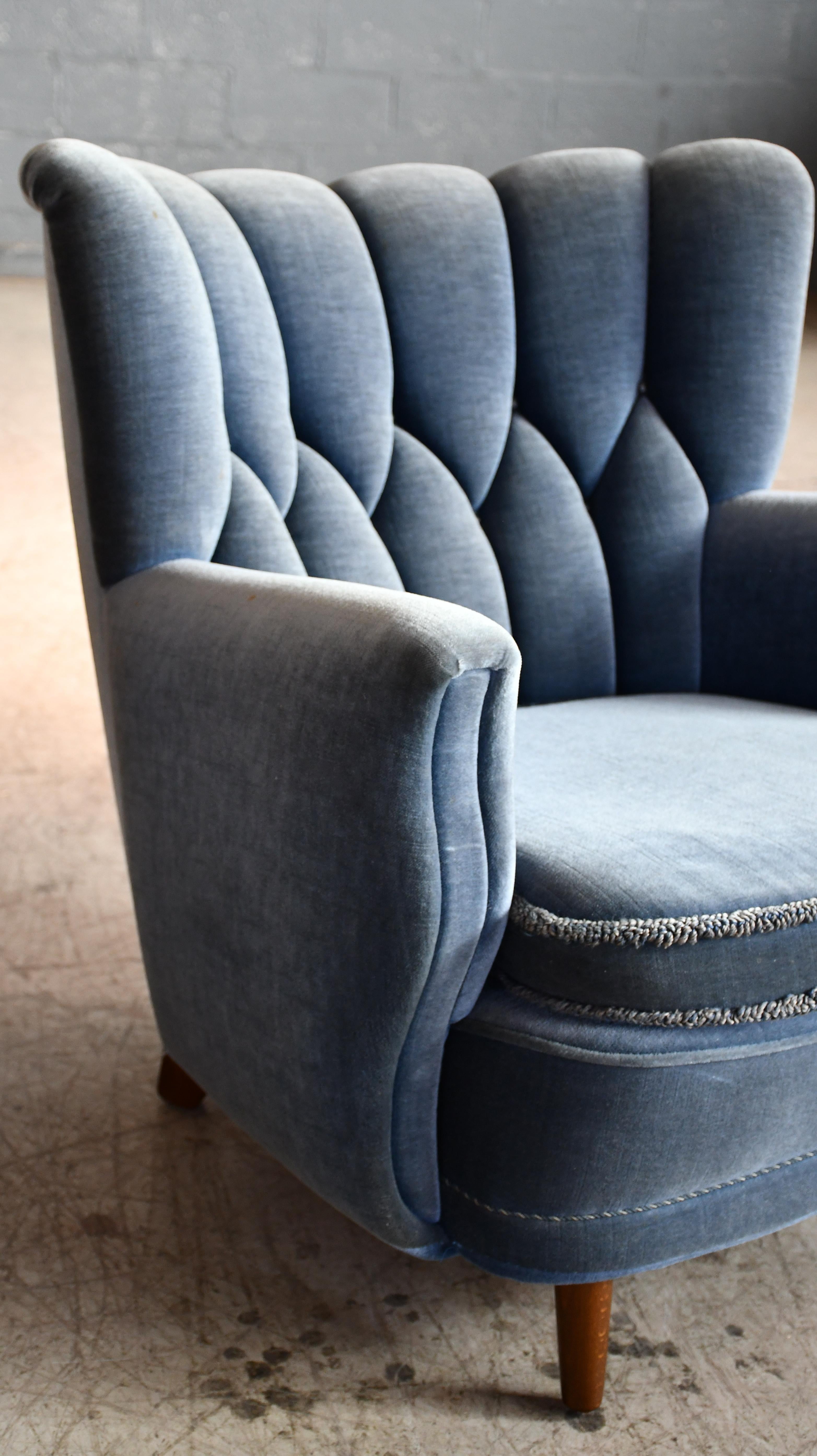Paire de fauteuils club danois à dossier bas des années 1940, style Fritz Hansen Bon état - En vente à Bridgeport, CT
