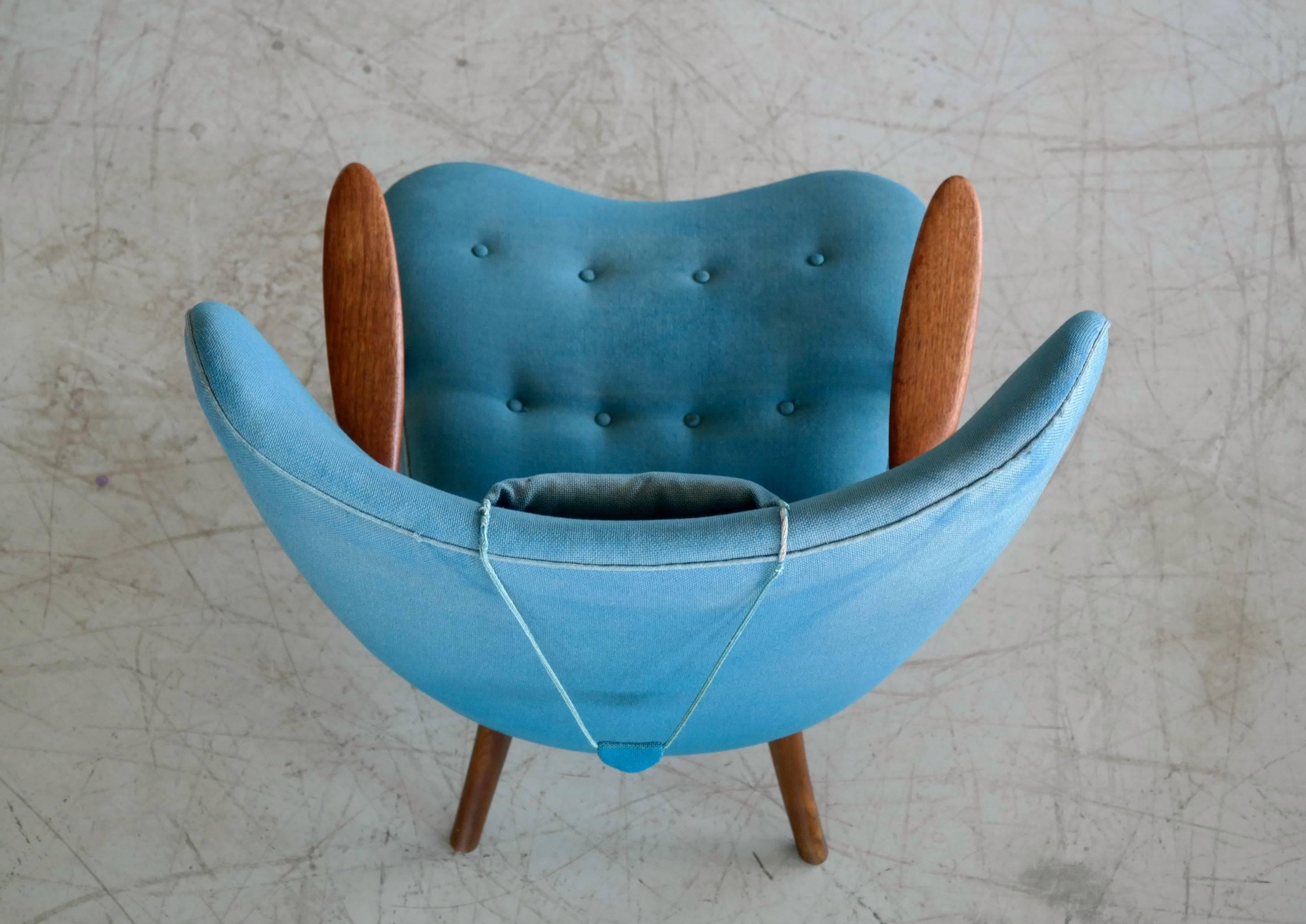 Pair of Danish 1950s High Back Lounge Chairs Model Pragh by Madsen and Schubell 3