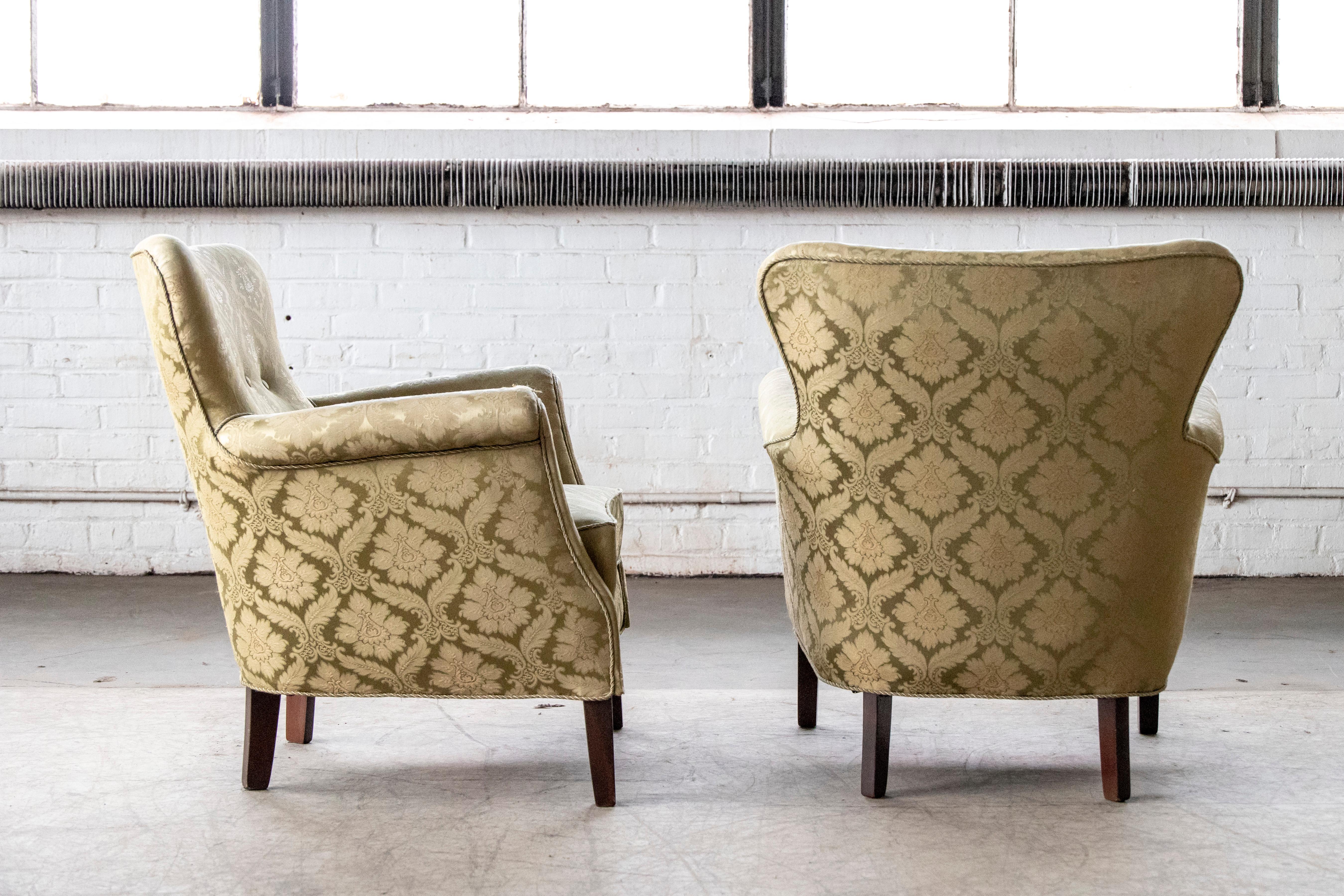 Pair of Danish 1950s Lounge Chairs Attributed to Fritz Hansen 5