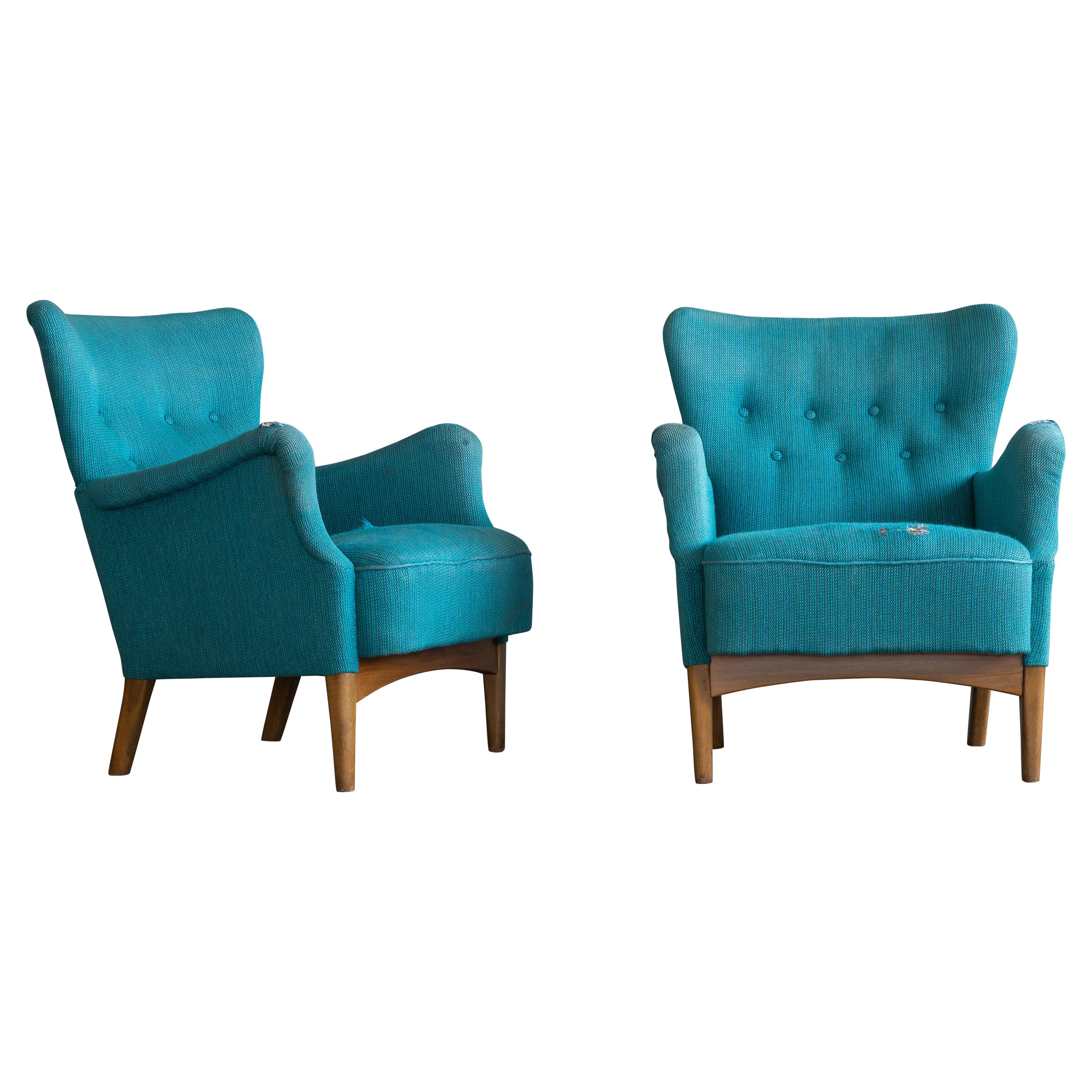 Pair of Danish 1950s Lounge Chairs by Fritz Hansen