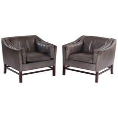 Pair of Danish 1960s Club Chairs Upholstered in Leather
