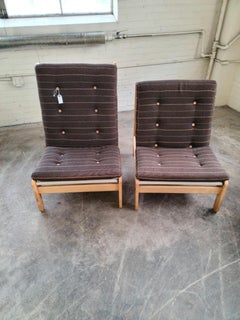 Pair of Danish 1960s Rag Chairs Variant in Oak by Bernt Petersen for Chiang