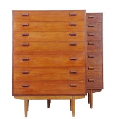 Pair of Danish 1960s Tall Teak Chest of Drawers