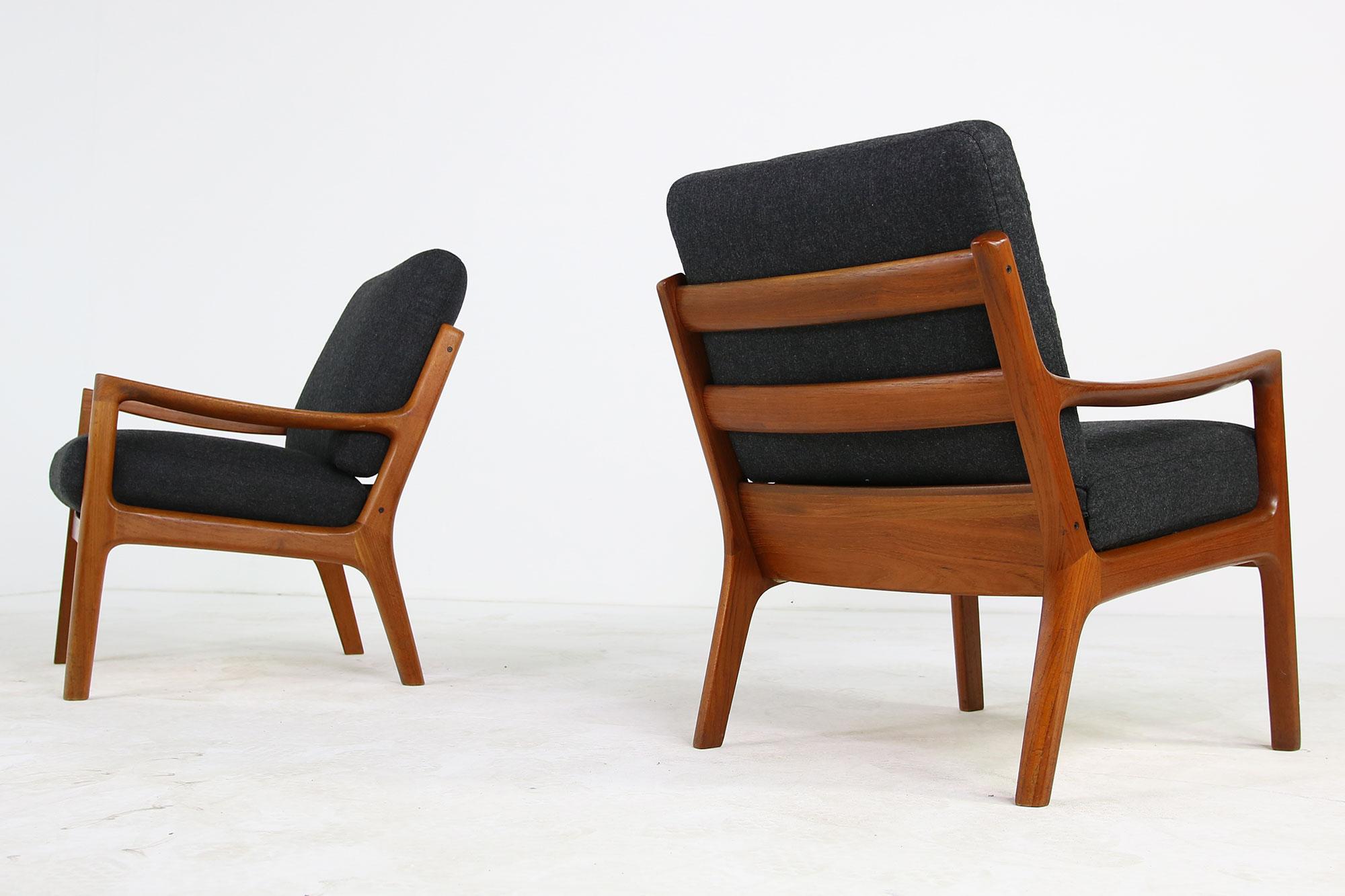 Mid-20th Century Pair of Danish 1960s Teak Lounge Easy Chairs by Ole Wanscher CADO, Denmark