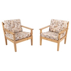 Pair of Danish 1970's Pine Lounge Chairs