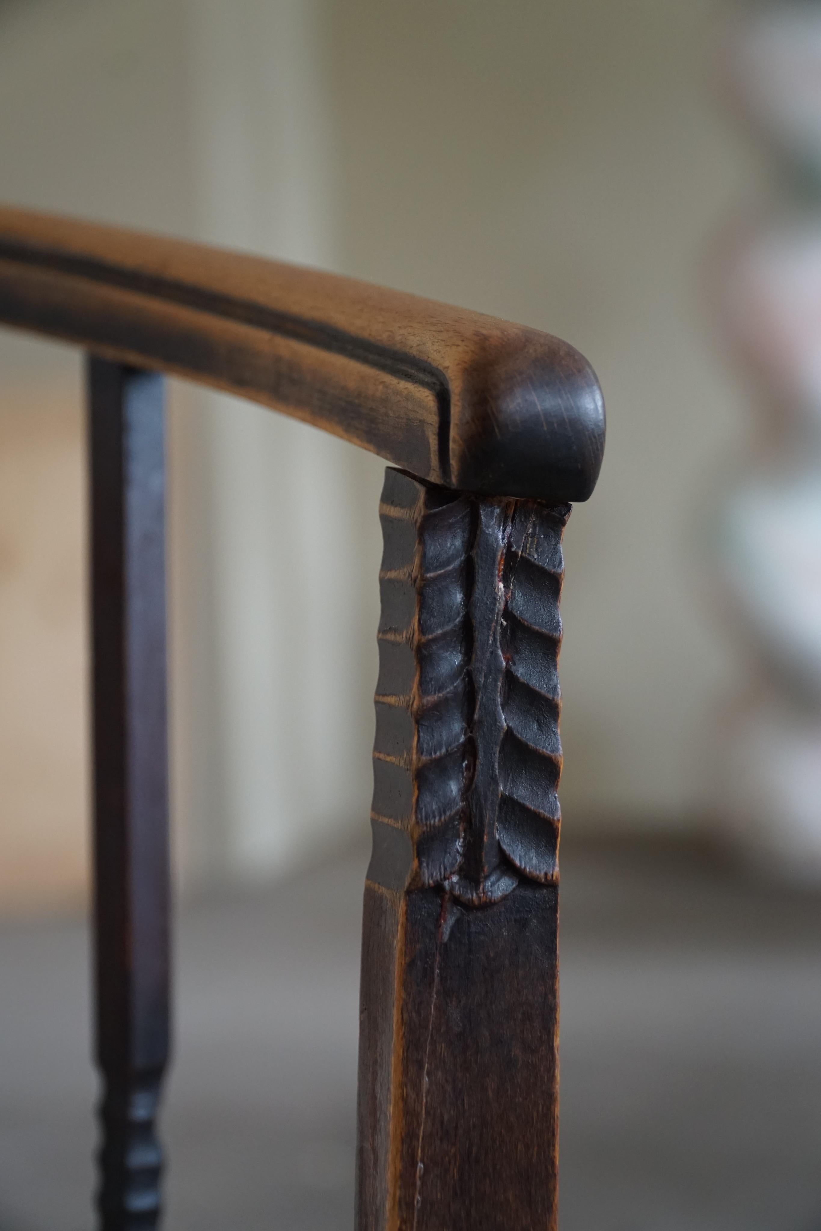 Coppia di poltrone danesi in Beeche, rivestite in lana d'agnello, Jugendstil, 1900 in vendita 13