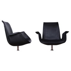 Pareja de sillones daneses de cuero y acero, modelo FK 6725 de Preben Fabricius