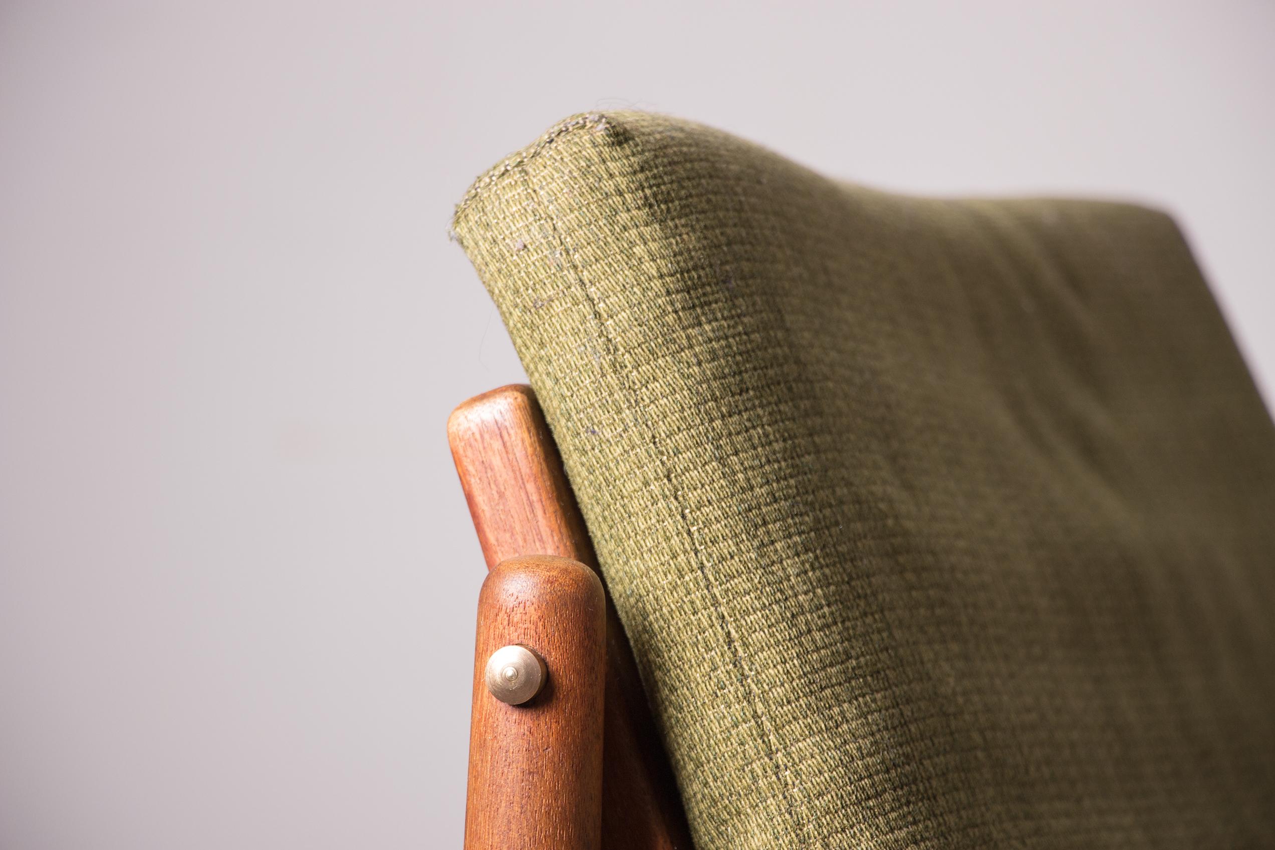 Pair of Danish armchairs Teak, Brass Fabric, model F315, Arne Vodder/Glostrup. 8