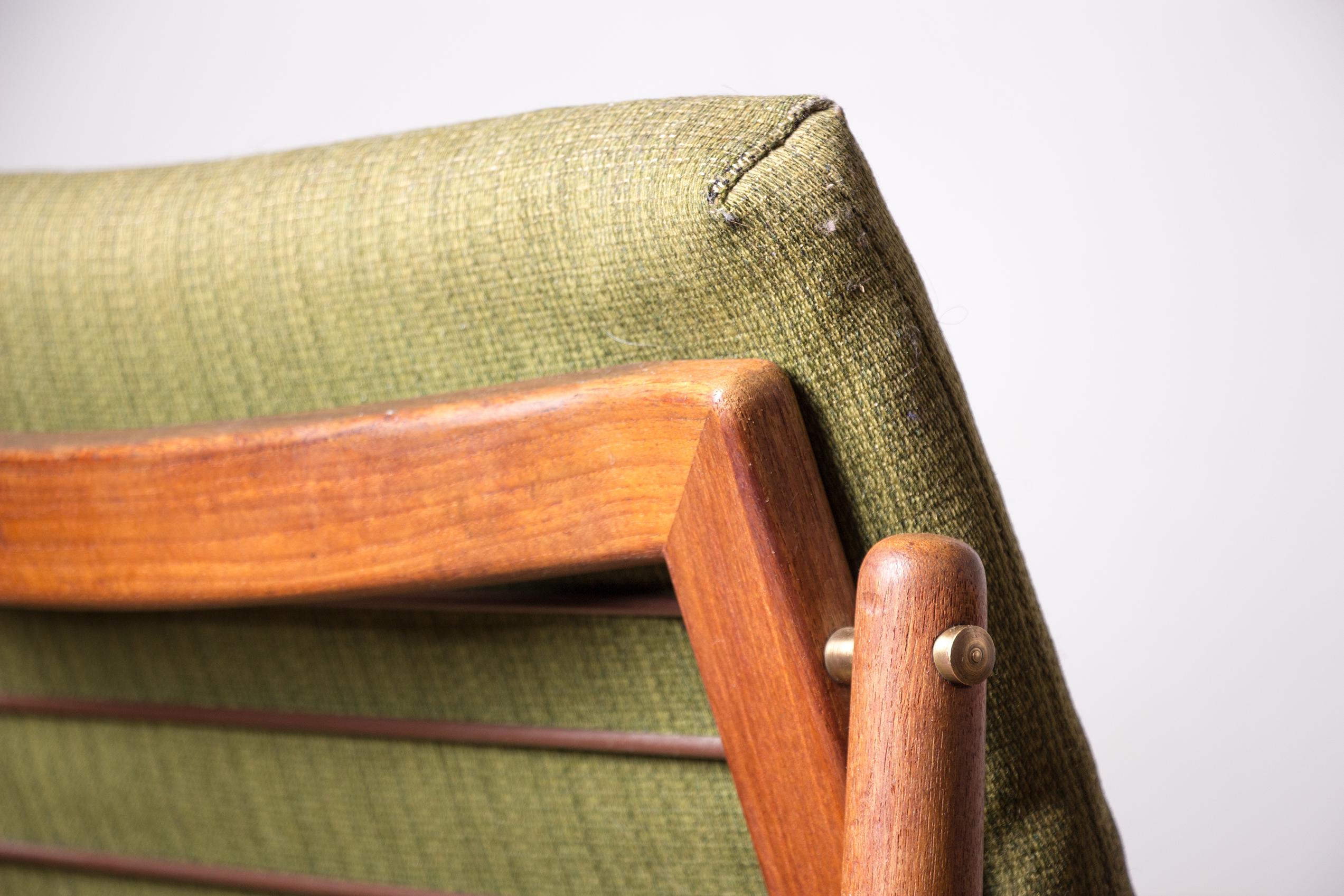 Pair of Danish armchairs Teak, Brass Fabric, model F315, Arne Vodder/Glostrup. 11