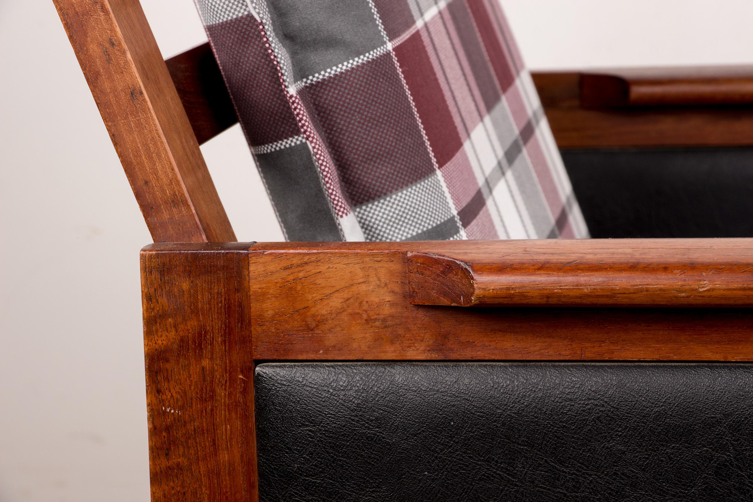 Pair of Danish Armchairs, Teak, fabric and leather, model Capella Illum Wikkelso 6