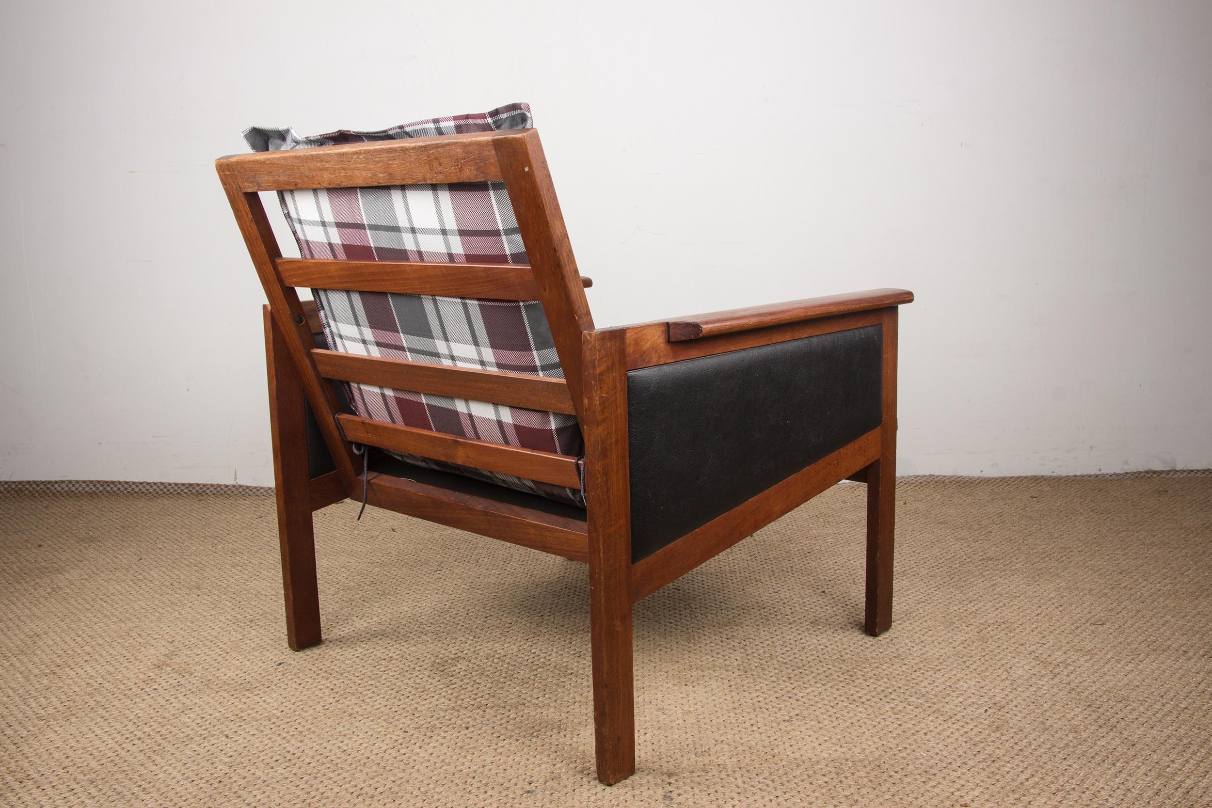 Pair of Danish Armchairs, Teak, fabric and leather, model Capella Illum Wikkelso 10