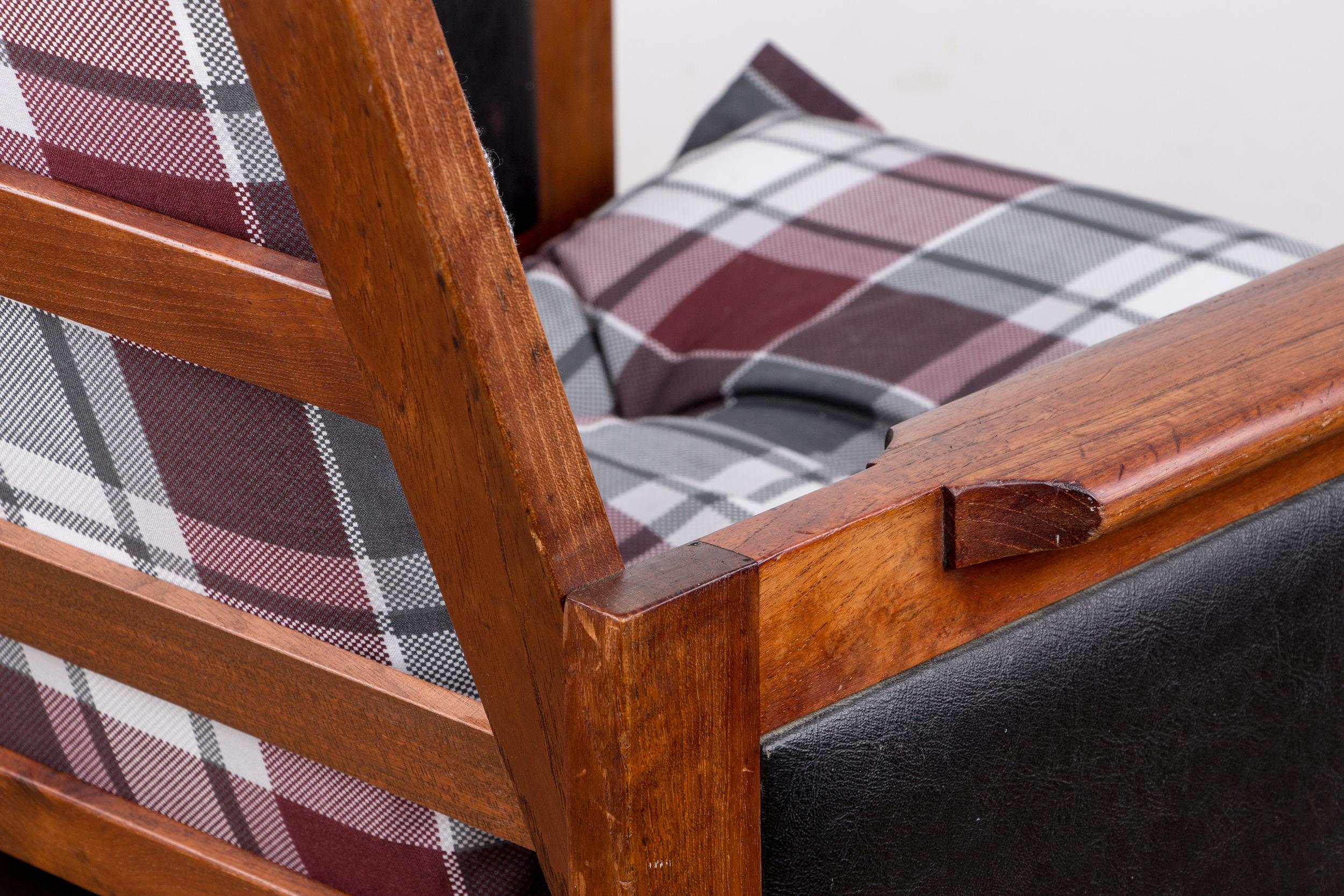 Pair of Danish Armchairs, Teak, fabric and leather, model Capella Illum Wikkelso 11