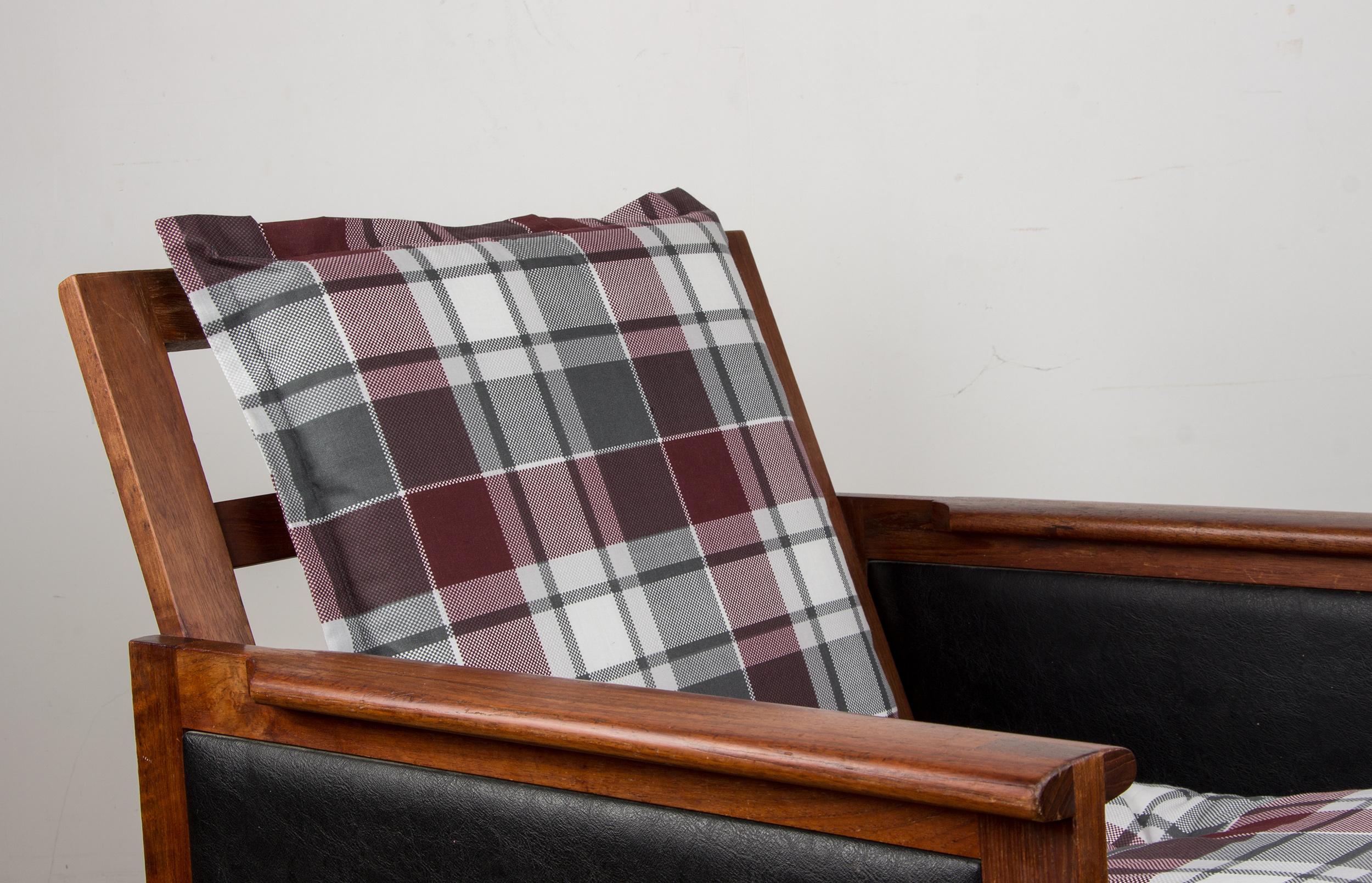 Fabric Pair of Danish Armchairs, Teak, fabric and leather, model Capella Illum Wikkelso