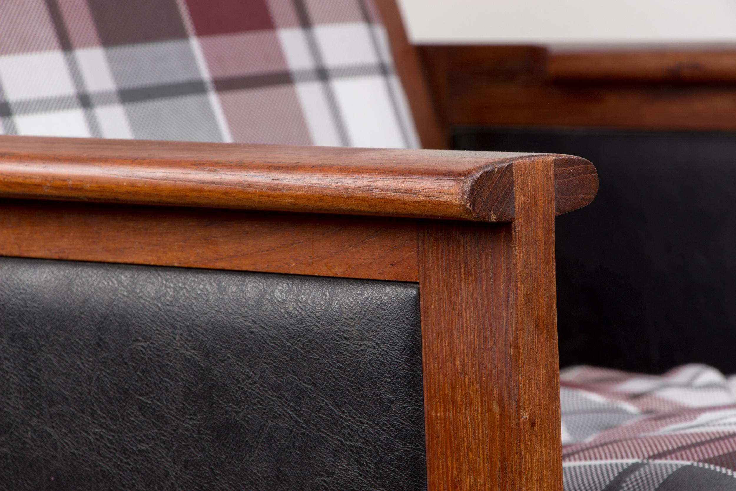 Pair of Danish Armchairs, Teak, fabric and leather, model Capella Illum Wikkelso 3