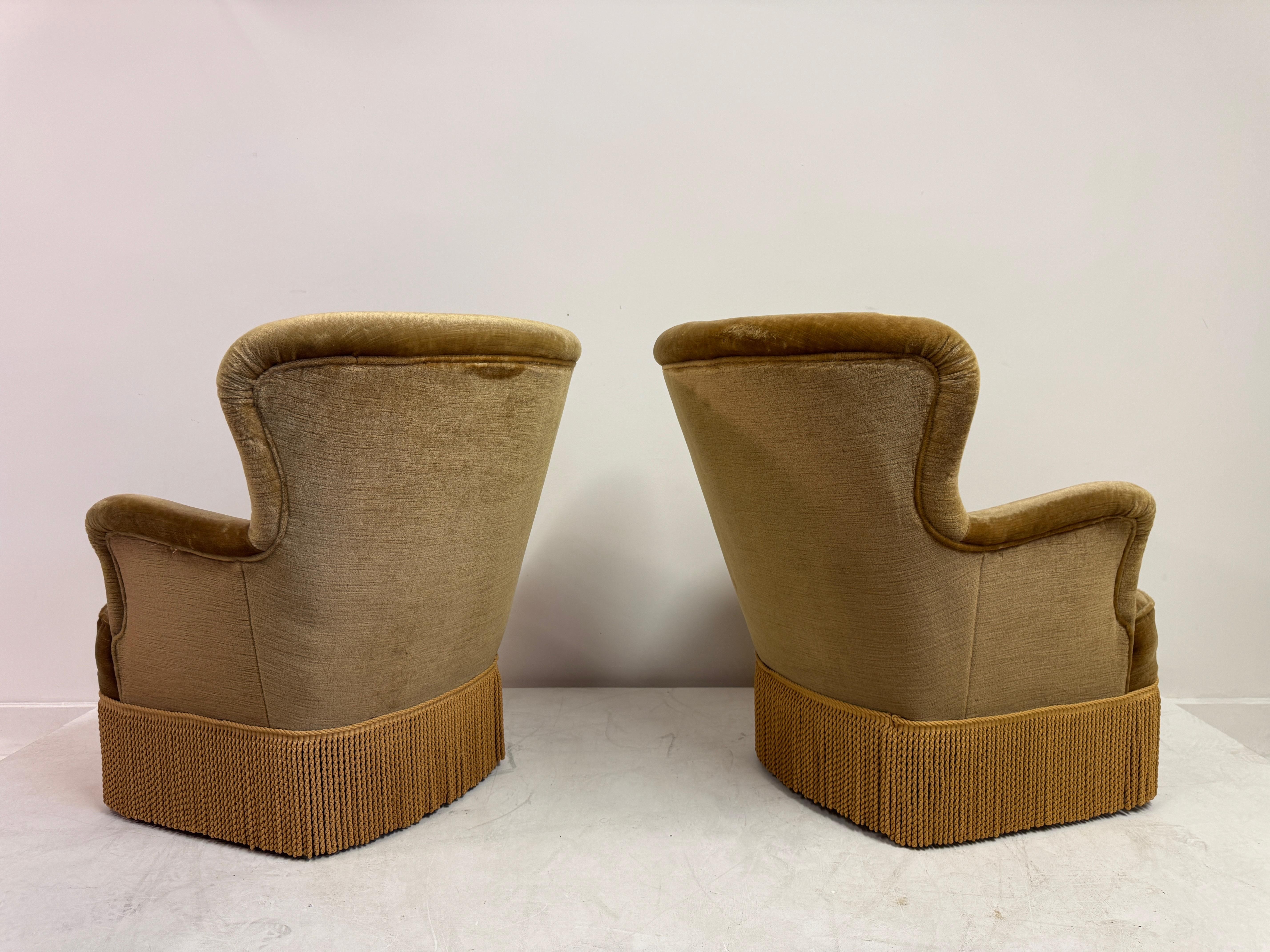 Pair of Danish Armchairs with Fringe Skirts, 1950s–1960s For Sale 7