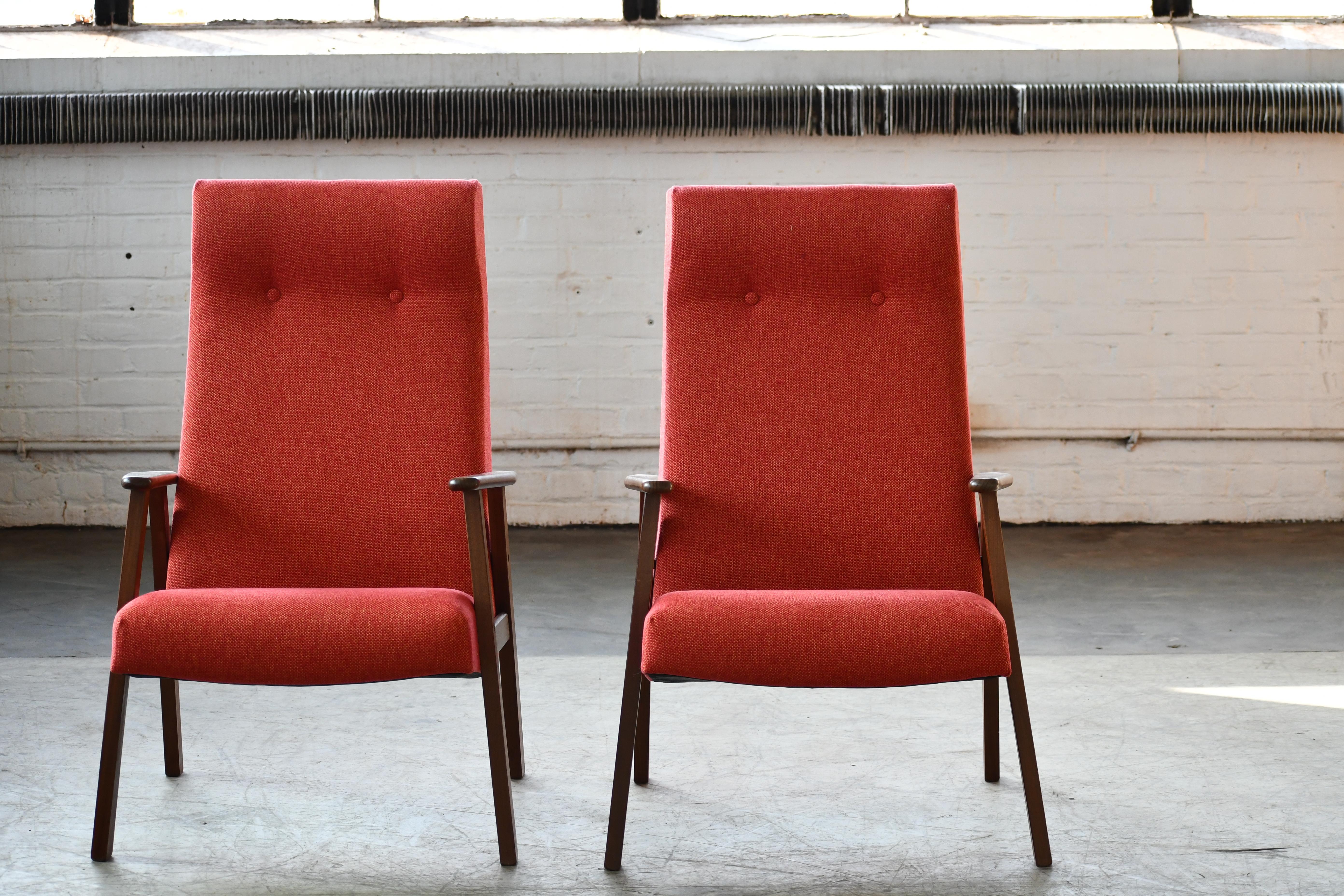 Mid-Century Modern Pair of Danish Arne Vodder Style Midcentury Easy Chairs in Teak