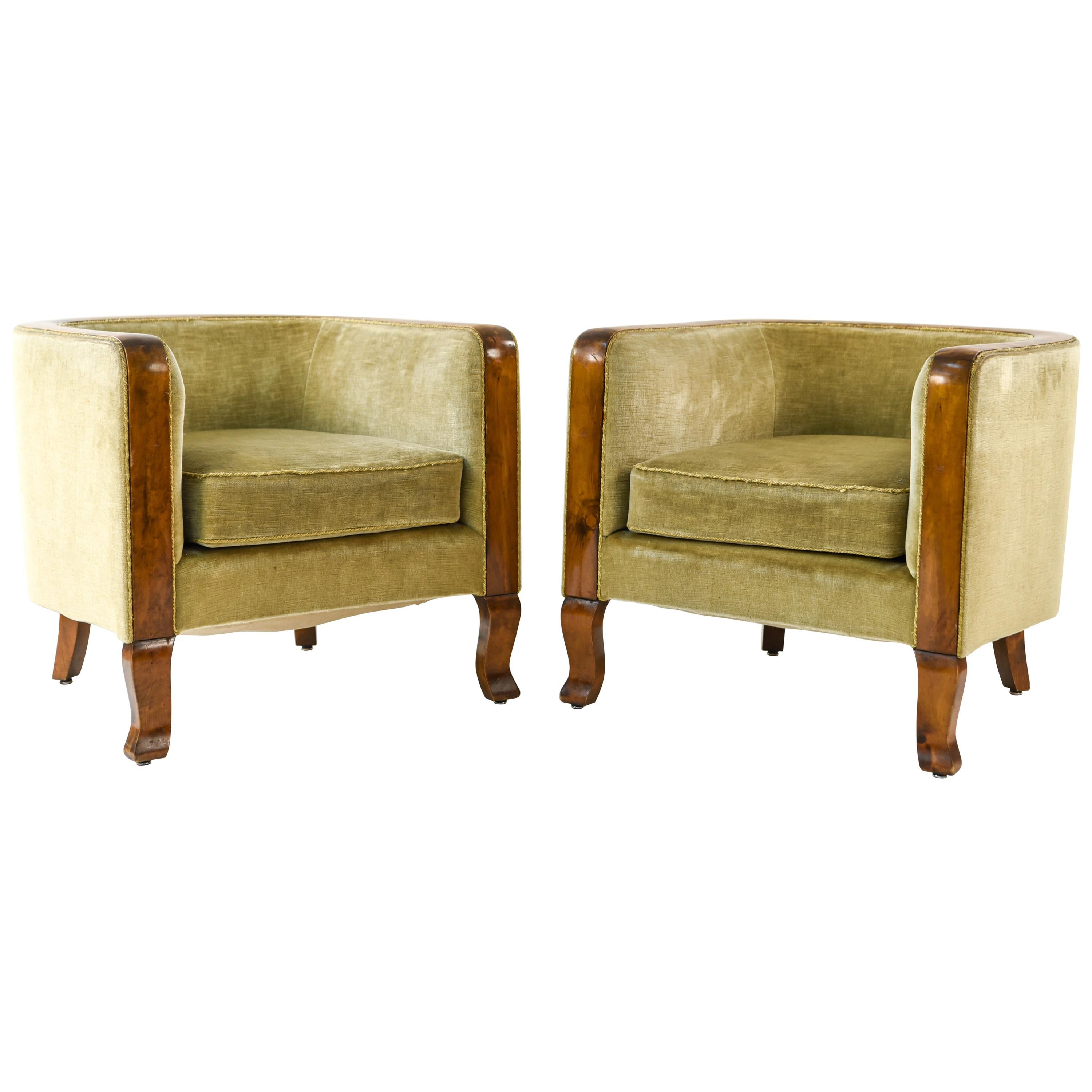 Pair of Danish Art Deco 1940s Club Chairs