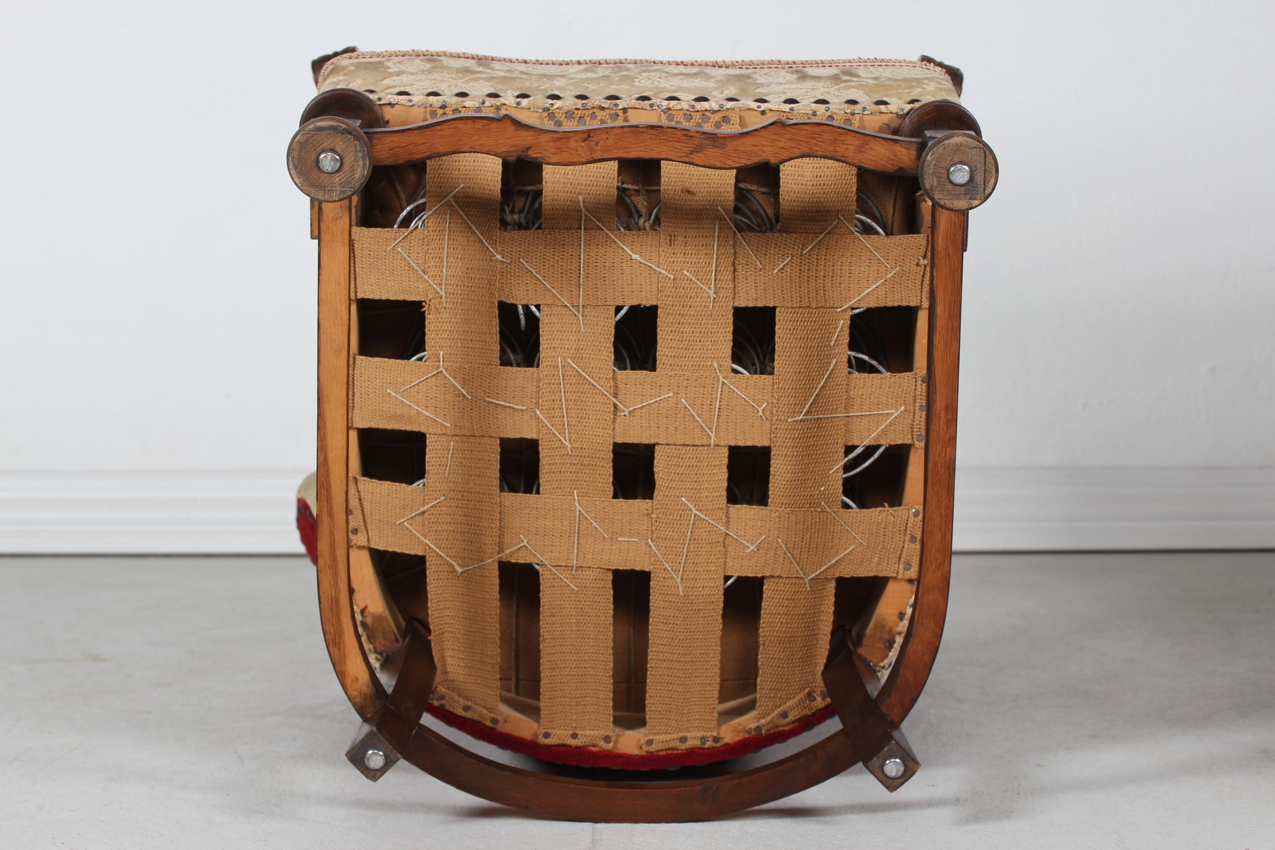 Paire de chaises longues danoises Art Déco Authentique 1940s en Oak massif Brutalist en vente 9