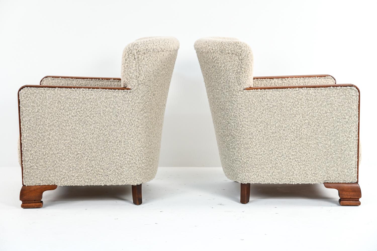 Pair of Danish Art Deco Beech & Wool Easy Chairs, 1930's 6