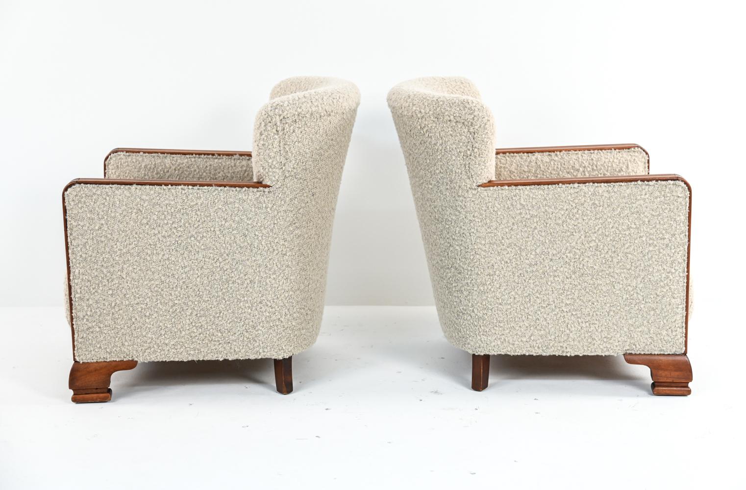 Pair of Danish Art Deco Beech & Wool Easy Chairs, 1930's 7
