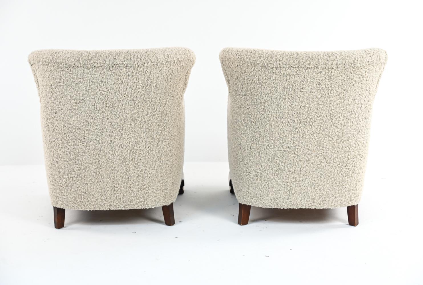 Pair of Danish Art Deco Beech & Wool Easy Chairs, 1930's 9