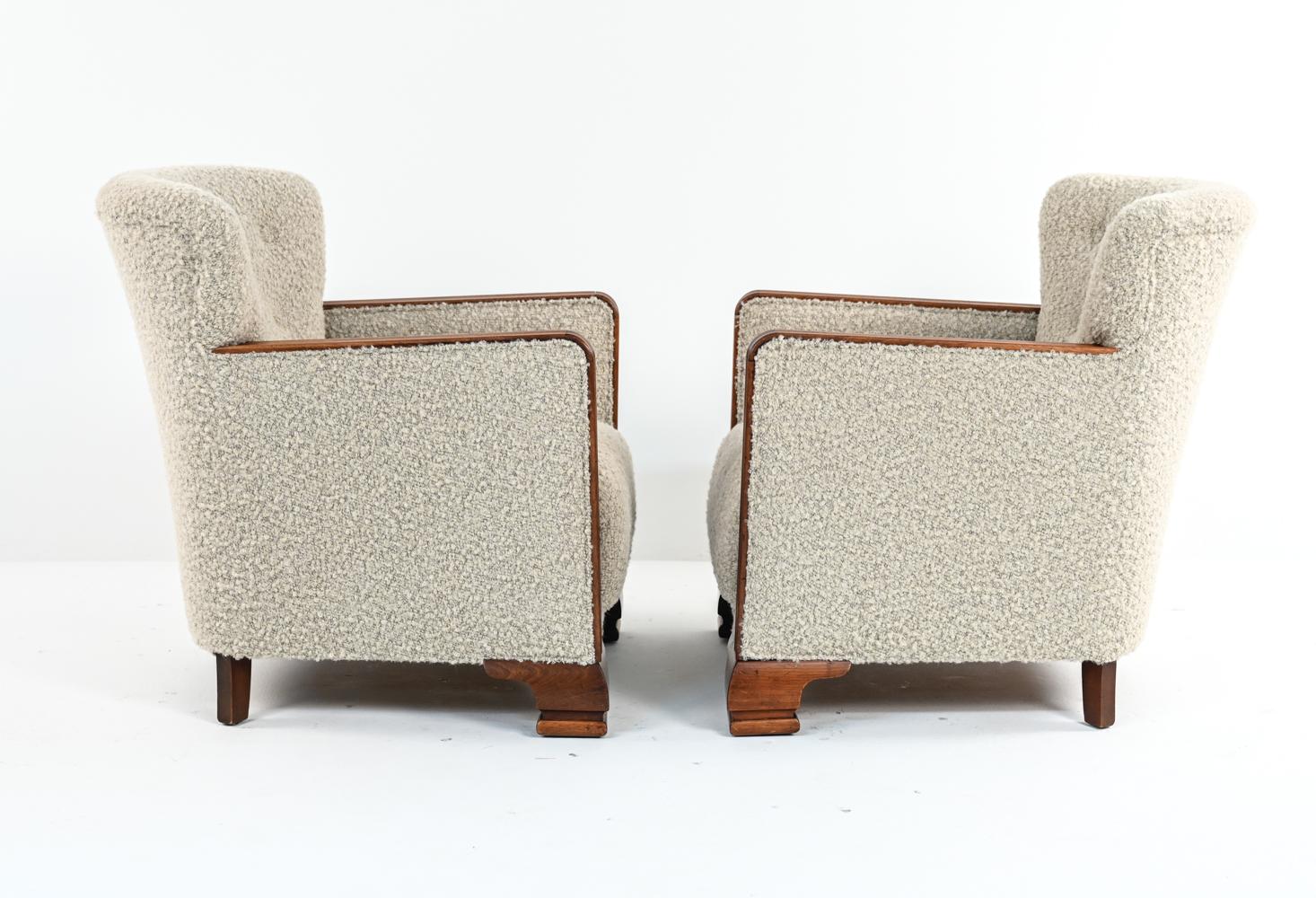 Pair of Danish Art Deco Beech & Wool Easy Chairs, 1930's 10