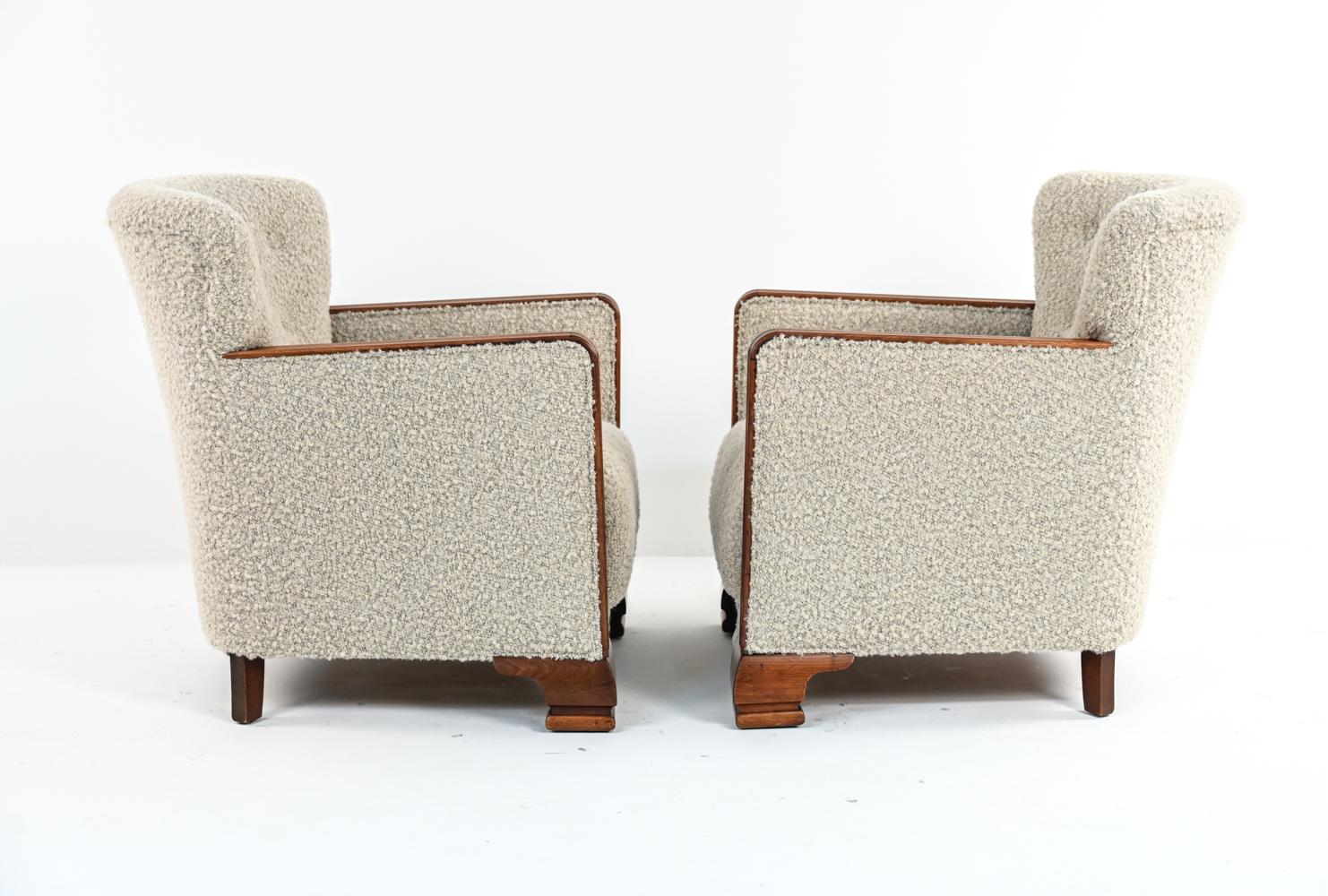 Pair of Danish Art Deco Beech & Wool Easy Chairs, 1930's 11