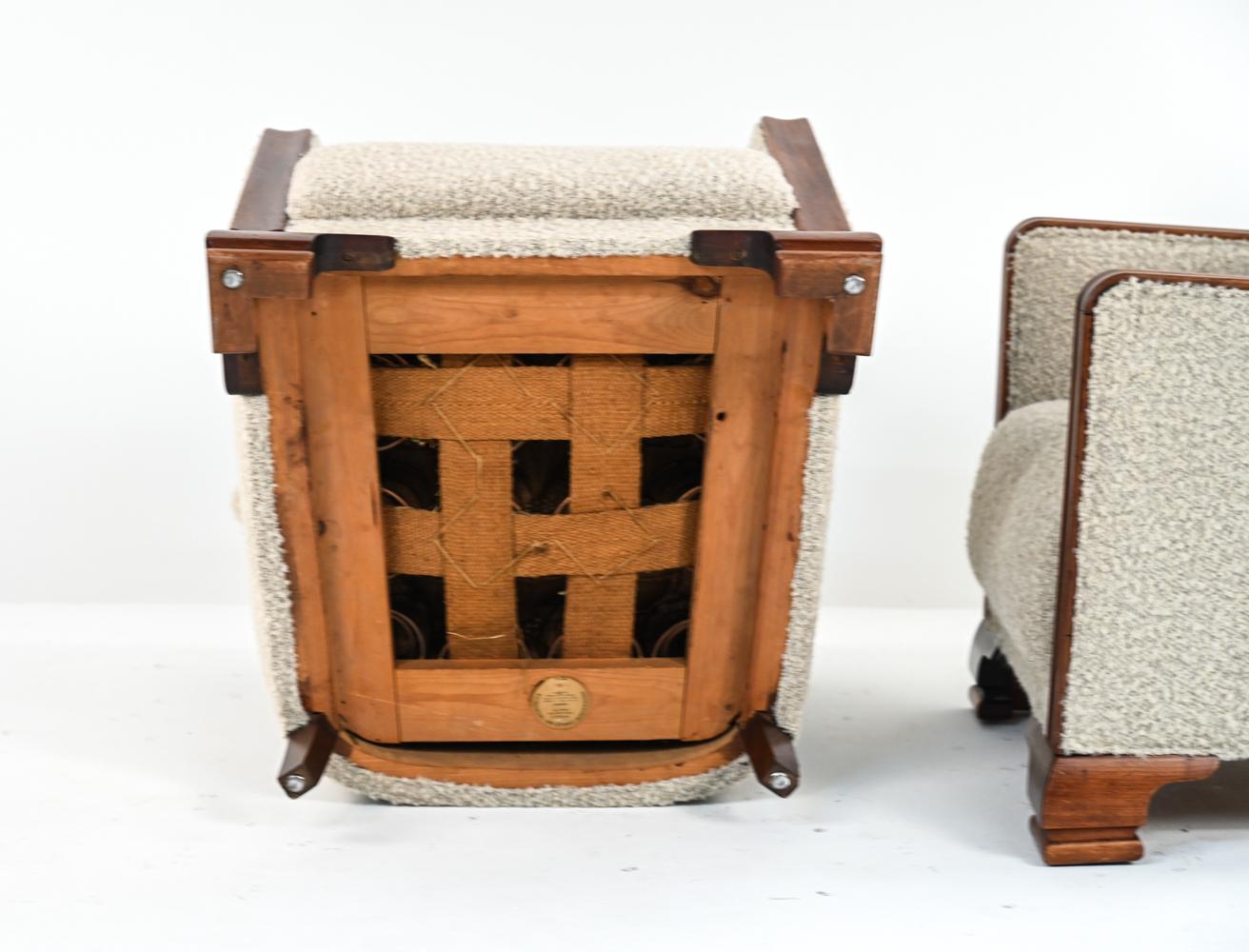 Pair of Danish Art Deco Beech & Wool Easy Chairs, 1930's 12