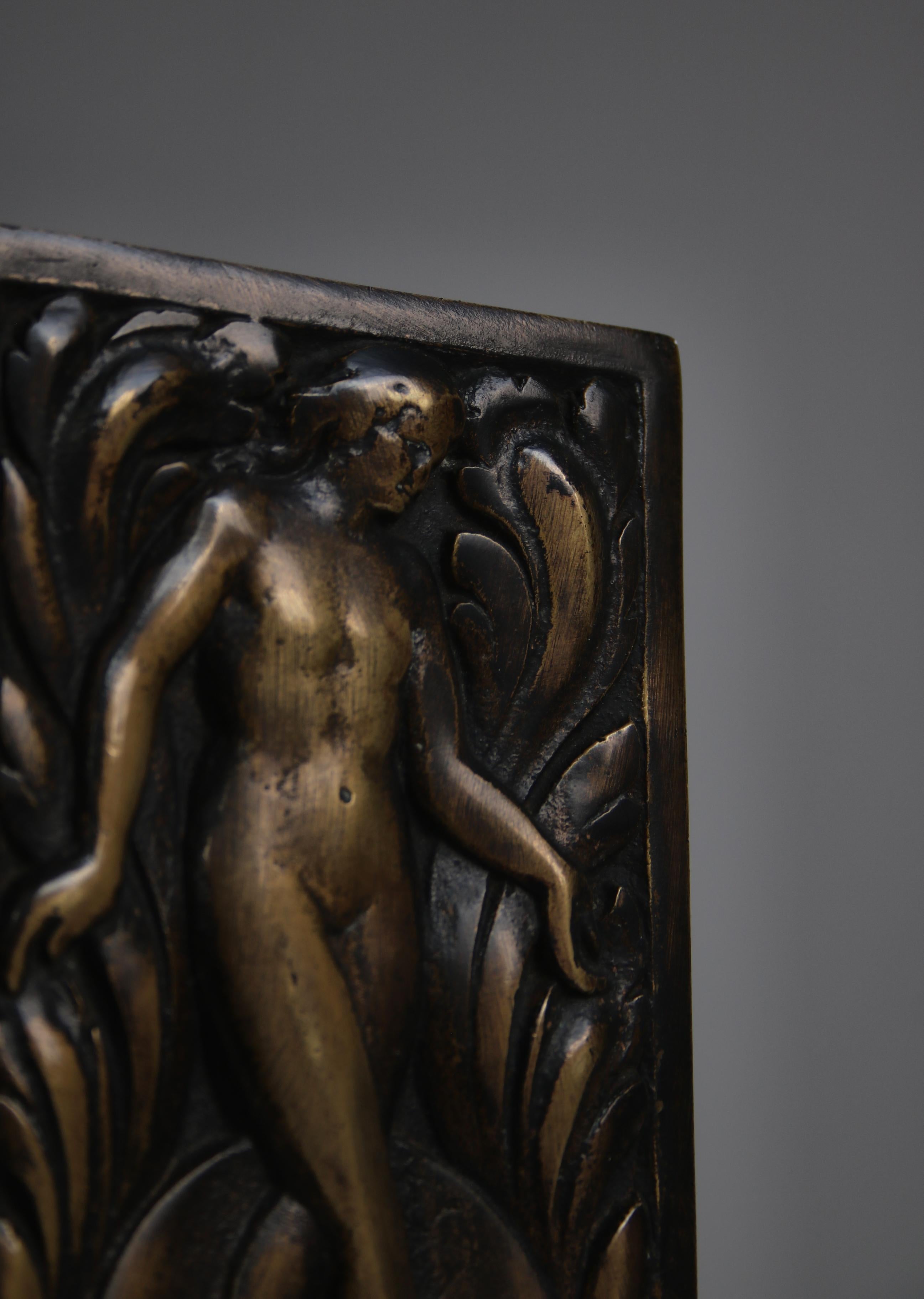Pair of Danish Art Deco Bronze Bookends with Man & Woman Figures 