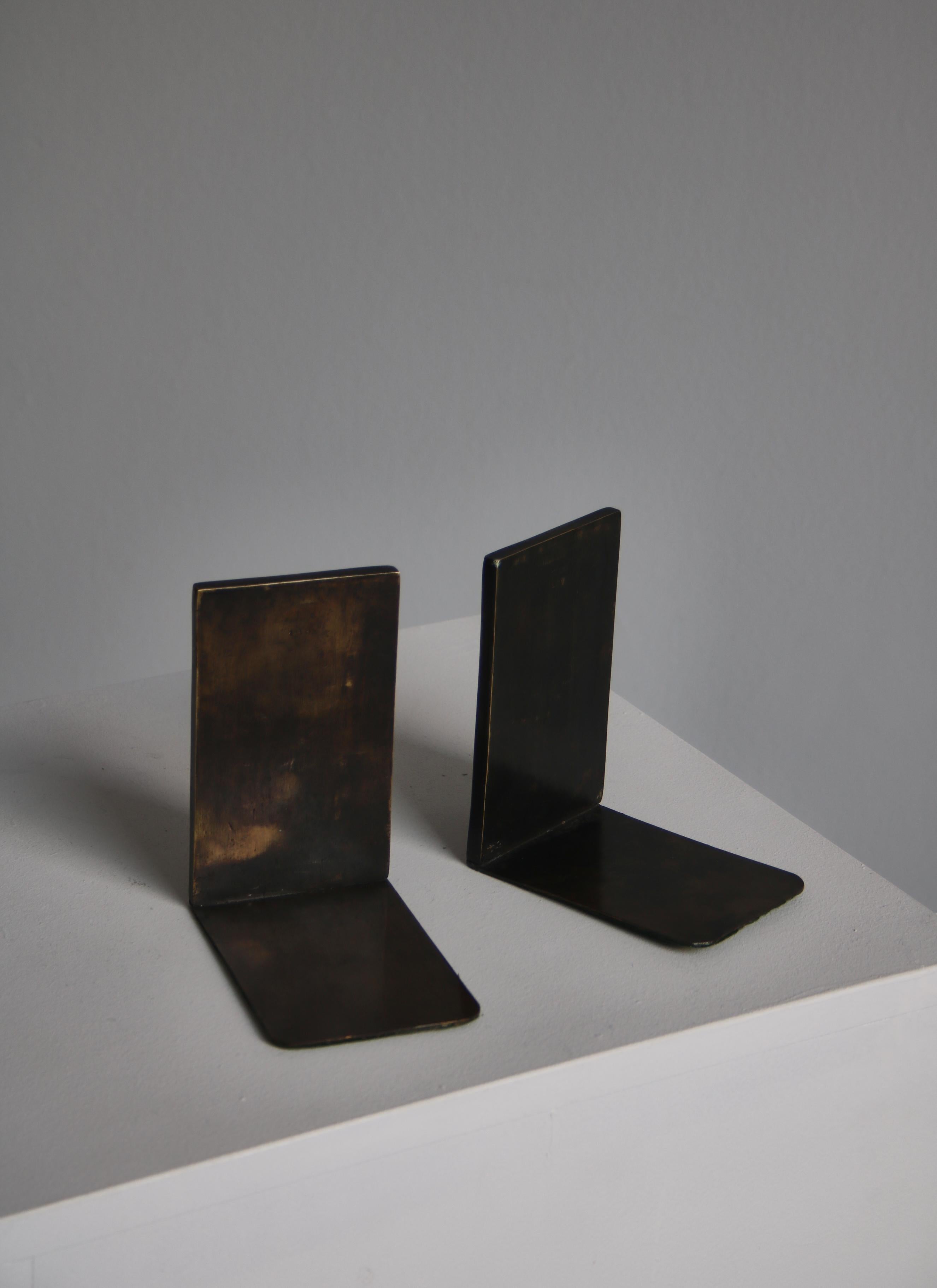 Pair of Danish Art Deco Bronze Bookends with Man & Woman Figures 