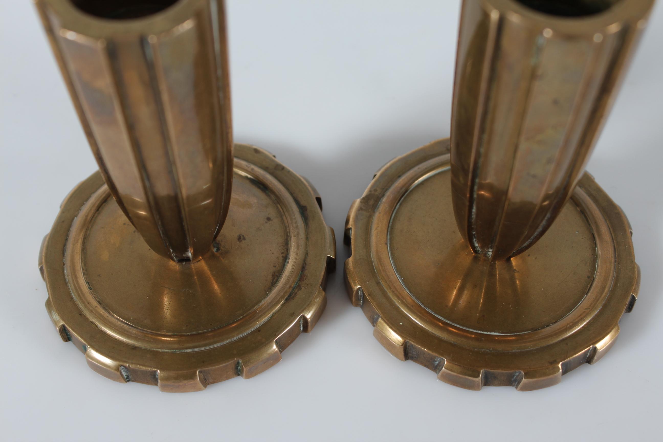 Pair of Danish Art Deco Bronze Tino Candlesticks in Fluted style Denmark 1930-50 In Good Condition For Sale In Aarhus C, DK