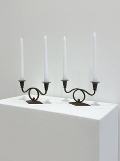 Pair of Danish Art Deco Candelabras Bronze Modern 1930s