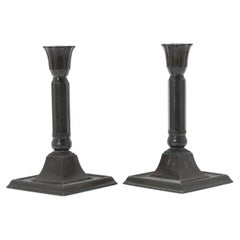 Pareja de Candeleros Art Decó Daneses de Just Andersen, Disko Metal, Años 30