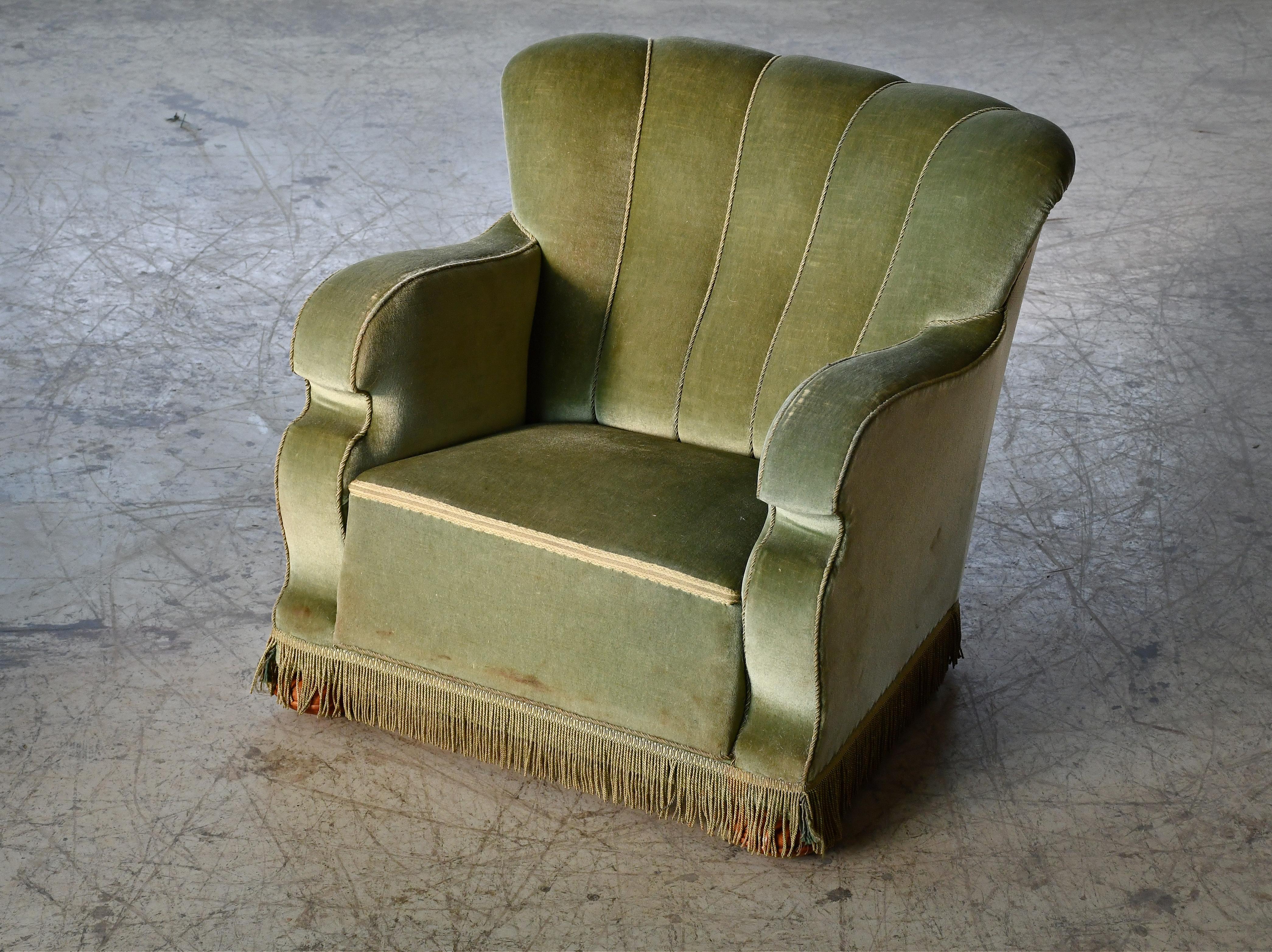 Paar dänische Art-Déco-Club- oder Lounge-Stühle, 1930er Jahre im Zustand „Gut“ im Angebot in Bridgeport, CT