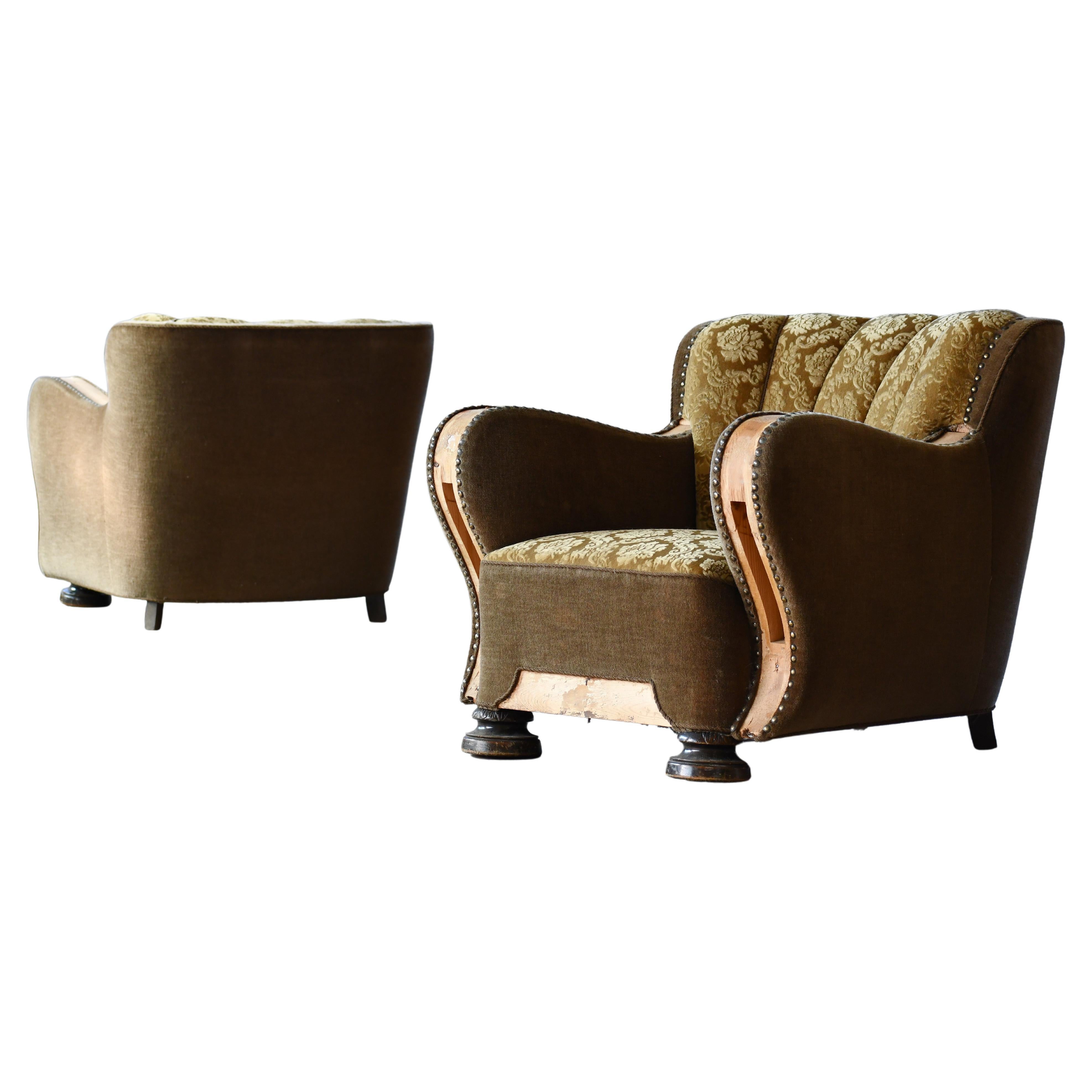 Pair of Danish Art Deco Club or Lounge Chairs, 1930s