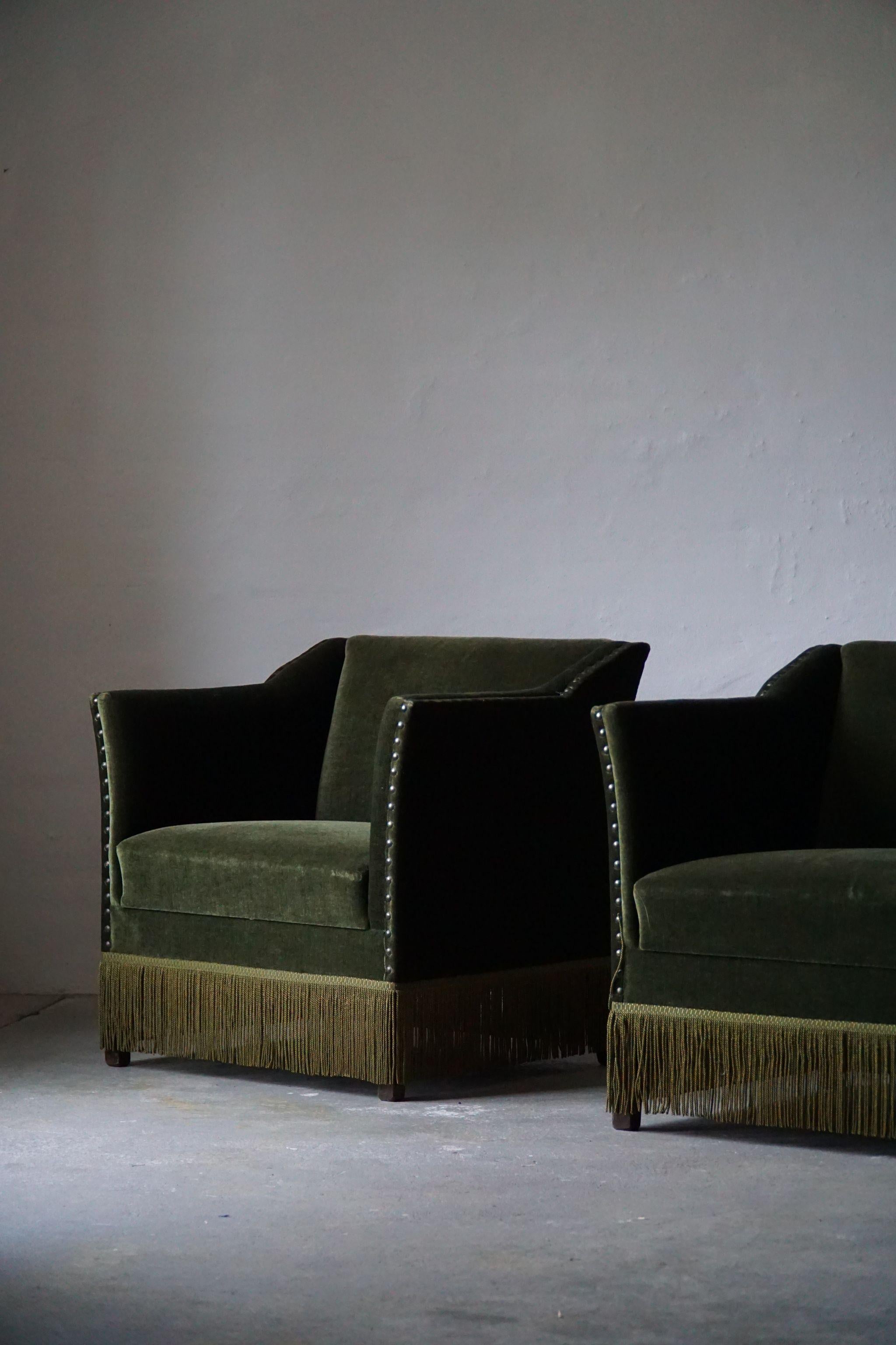 Pair of Danish Art Deco Lounge Chairs in the Style of Kaj Gottlob, 1930s 5