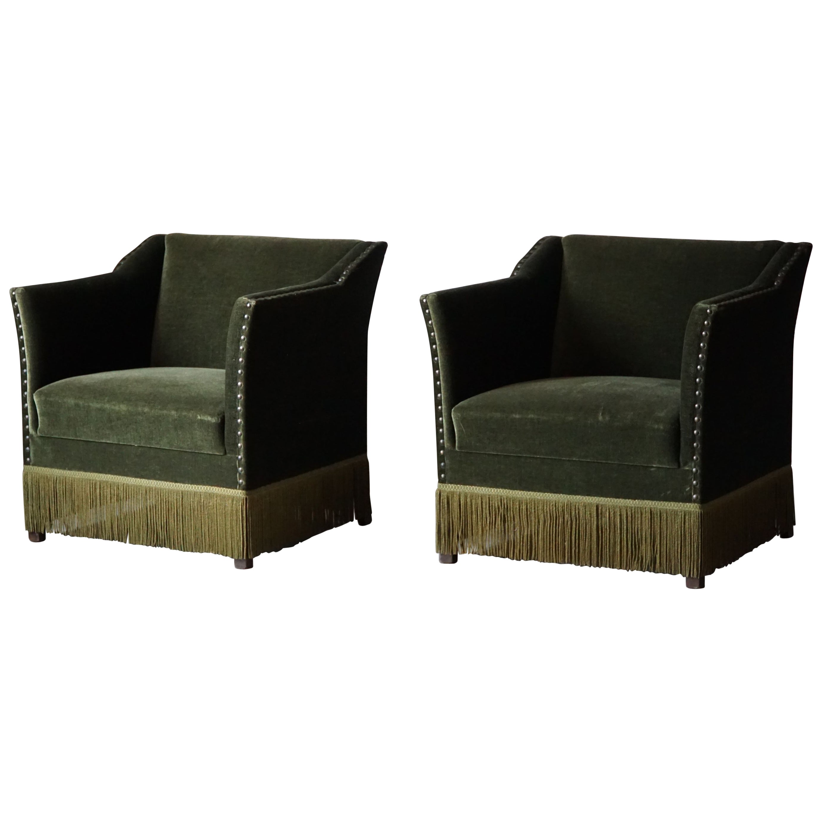 Pair of Danish Art Deco Lounge Chairs in the Style of Kaj Gottlob, 1930s