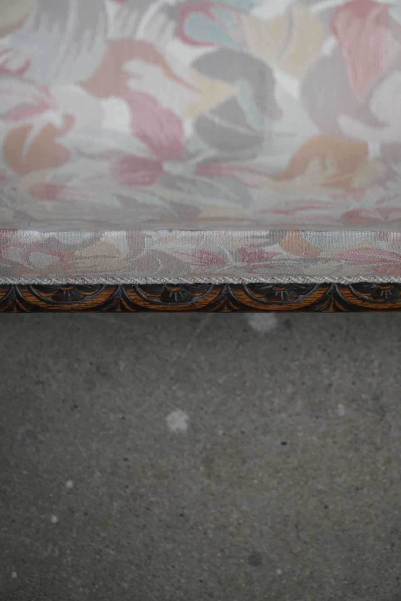 Pair of Danish Art Deco Lounge Chairs, Oak & Vibrant Flora Fabric, 1940s For Sale 4