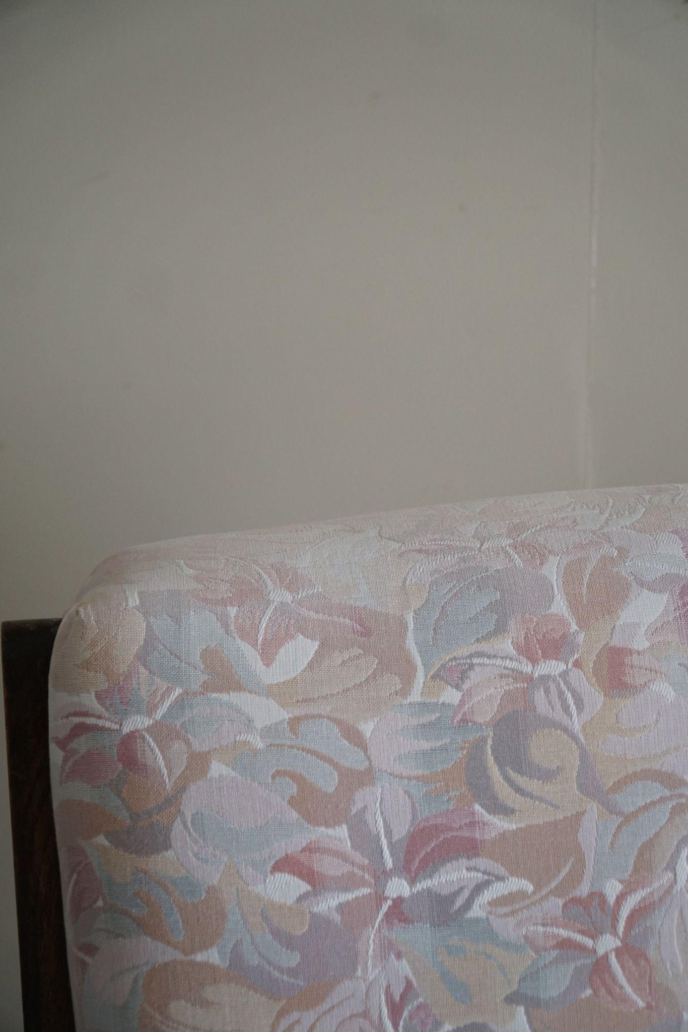 Pair of Danish Art Deco Lounge Chairs, Oak & Vibrant Flora Fabric, 1940s For Sale 6