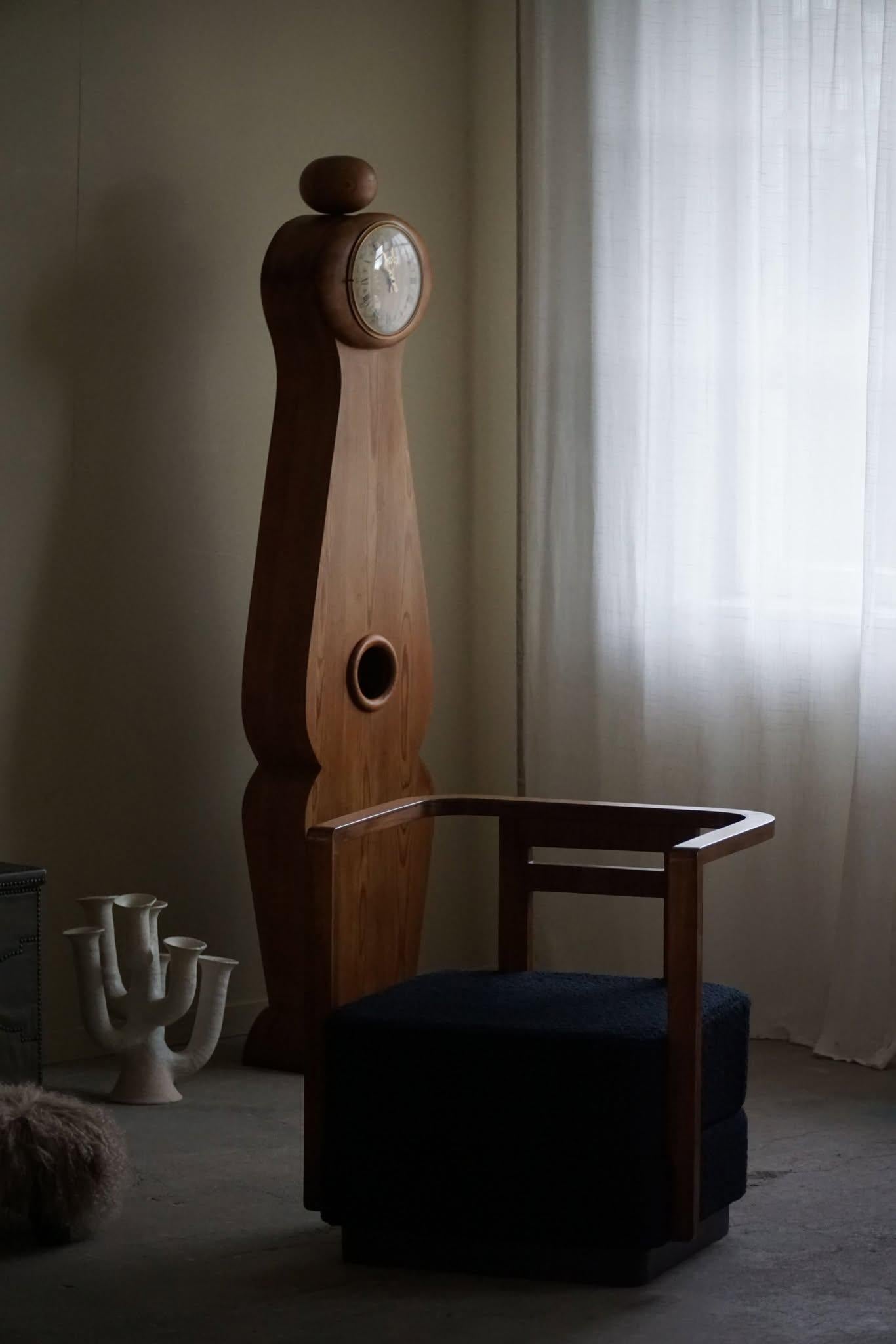 Coppia di sedie da salotto danesi Art Déco, rivestite in Bouclé di carbone, anni '30 8