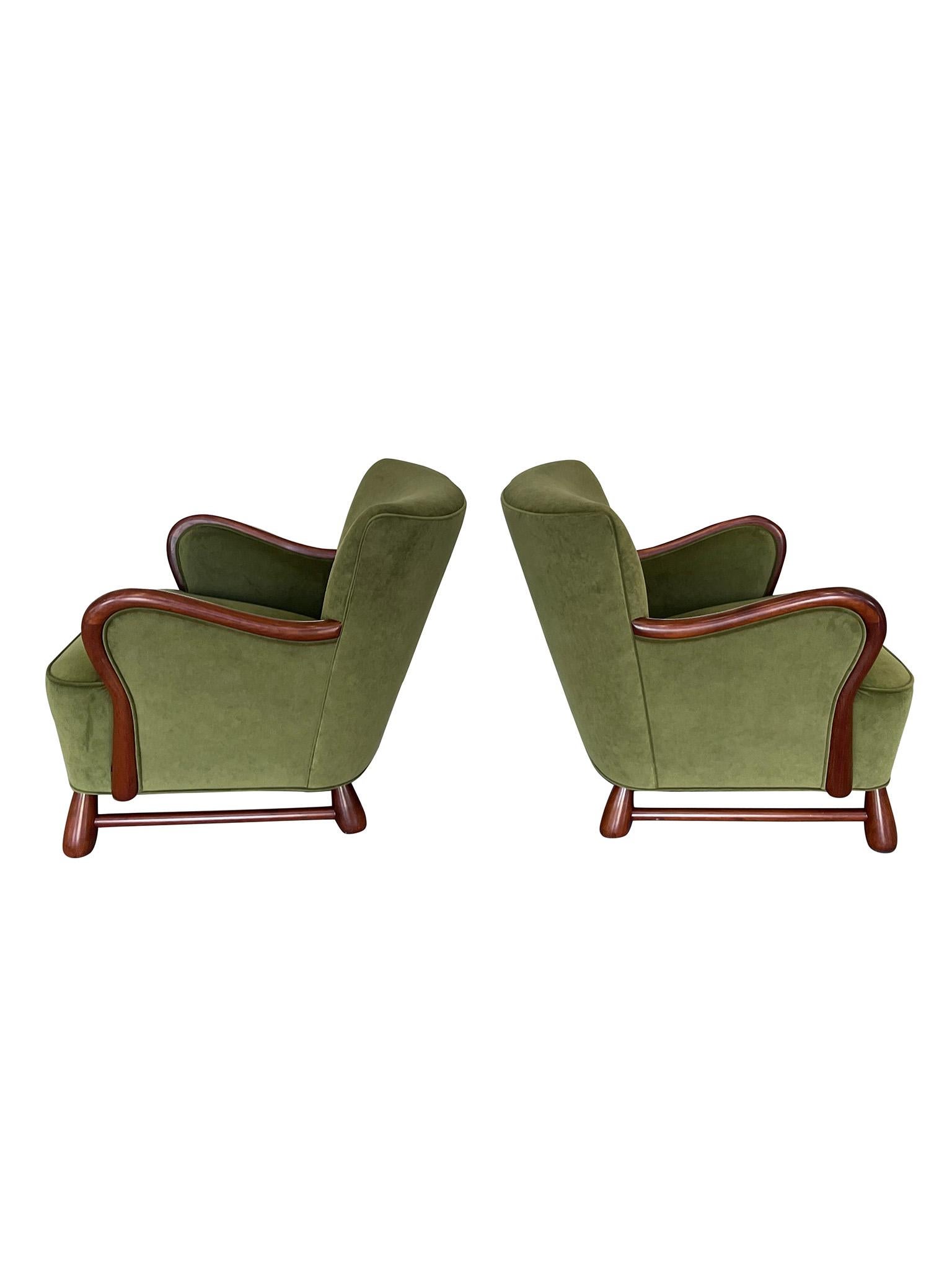Pair of Danish Art Deco Mahogany Armchairs Attributed to Otto Færge  In Good Condition For Sale In New York, NY