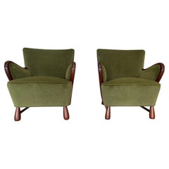 Pair of Danish Art Deco Mahogany Armchairs Attributed to Otto Færge 